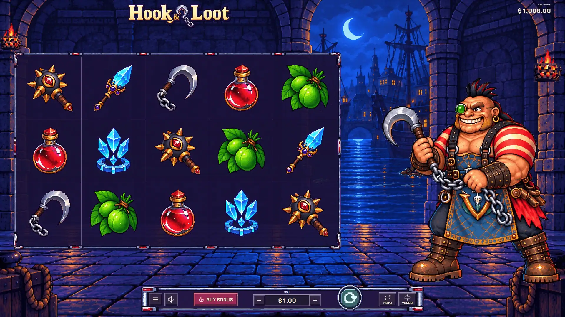 Hook and Loot slot gameplay reels