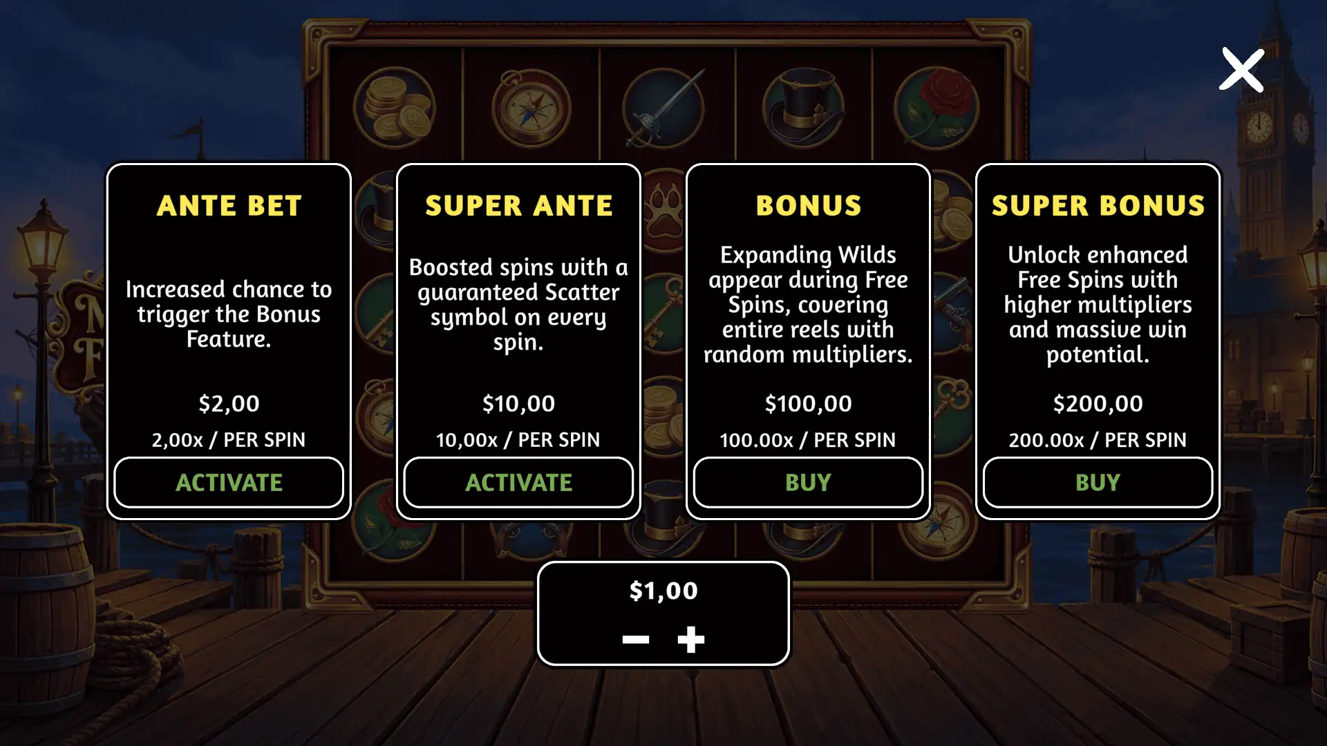 Masked Fortune bonus buy menu