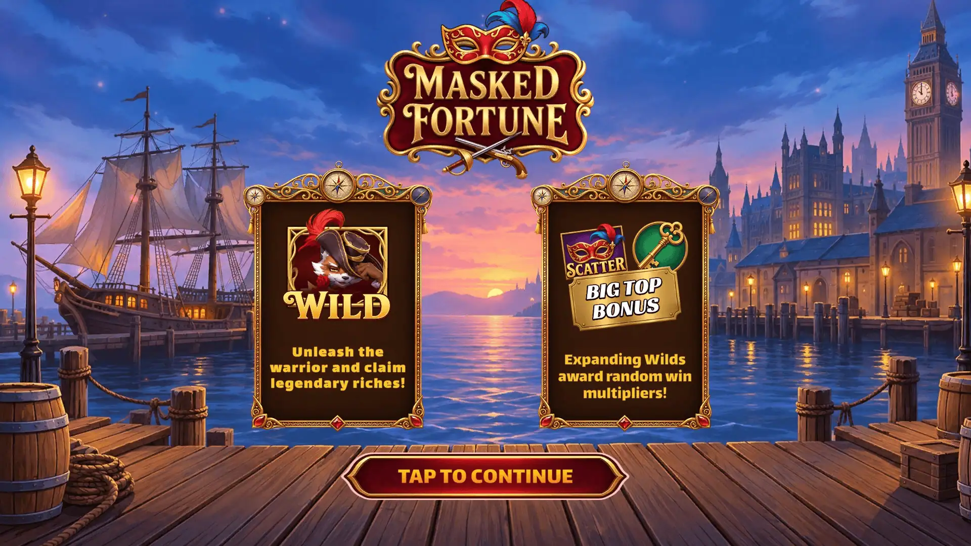 Masked Fortune slot intro screen