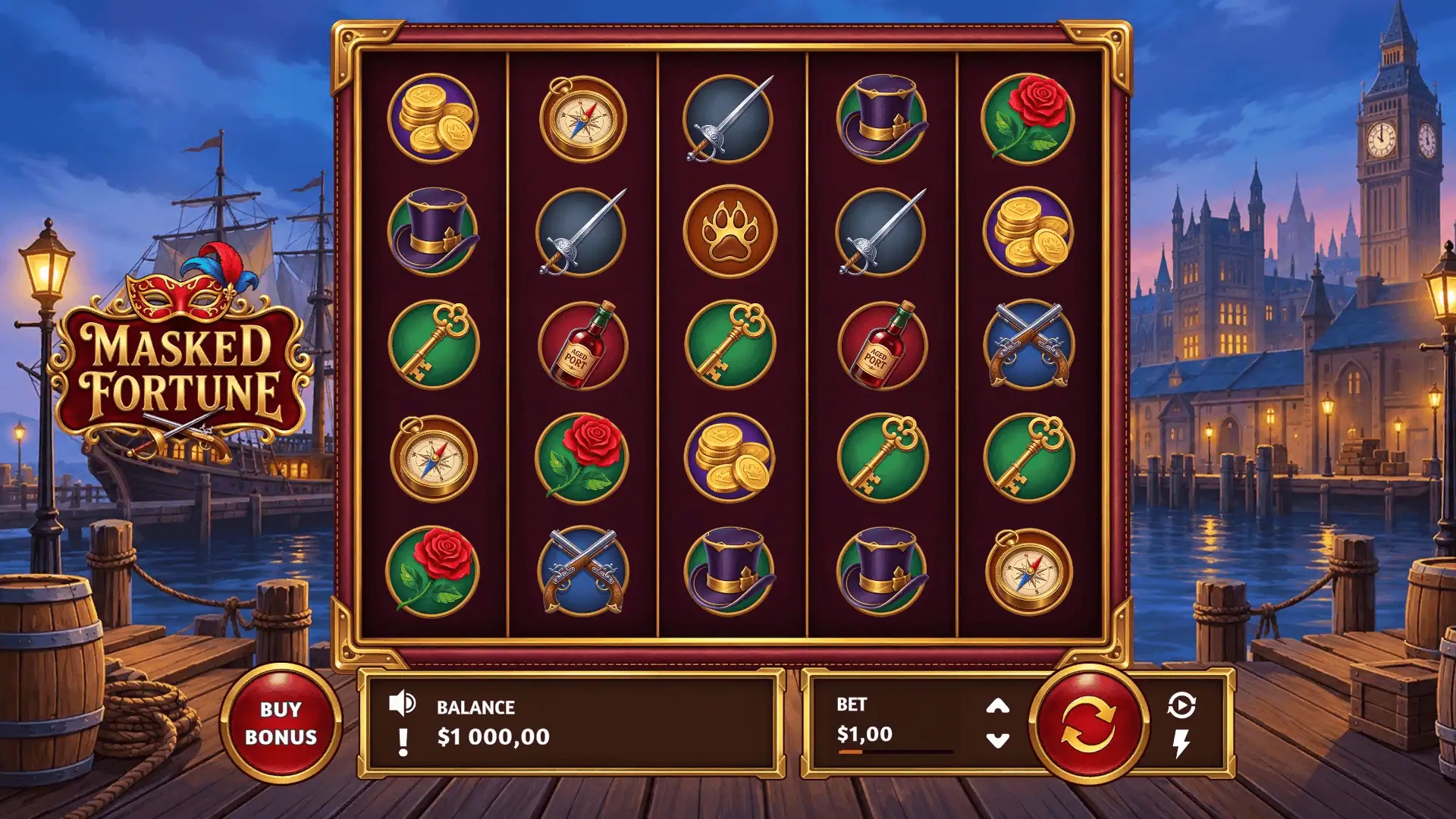 Masked Fortune slot gameplay reels