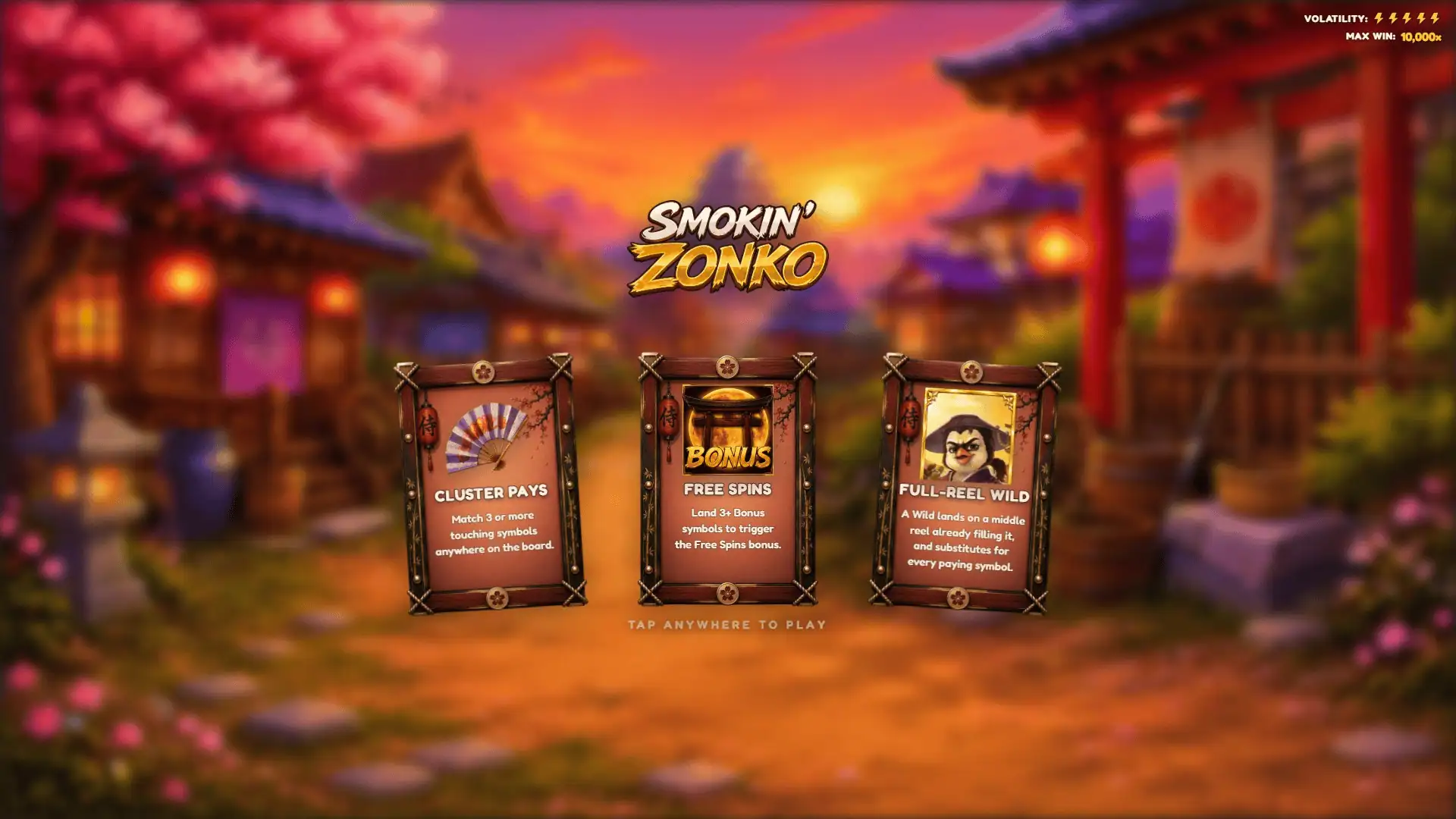 Smokin' Zonko slot intro screen