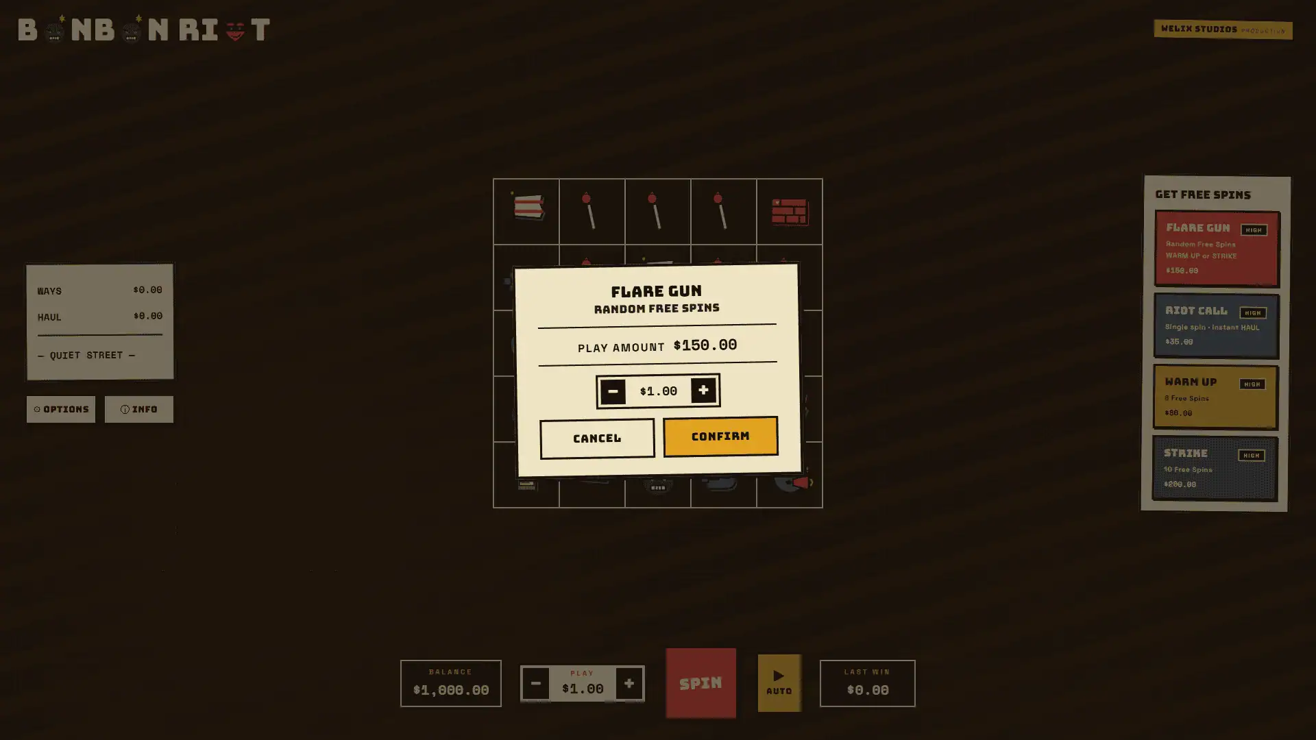 Bonbon Riot bonus buy menu