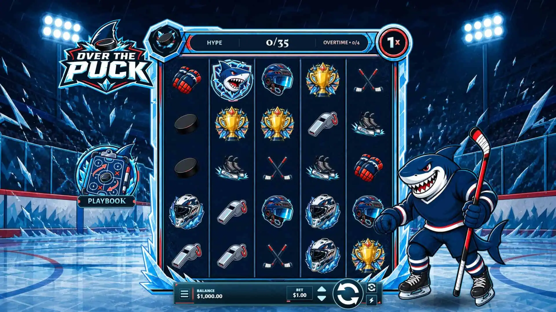 Over The Puck slot gameplay reels