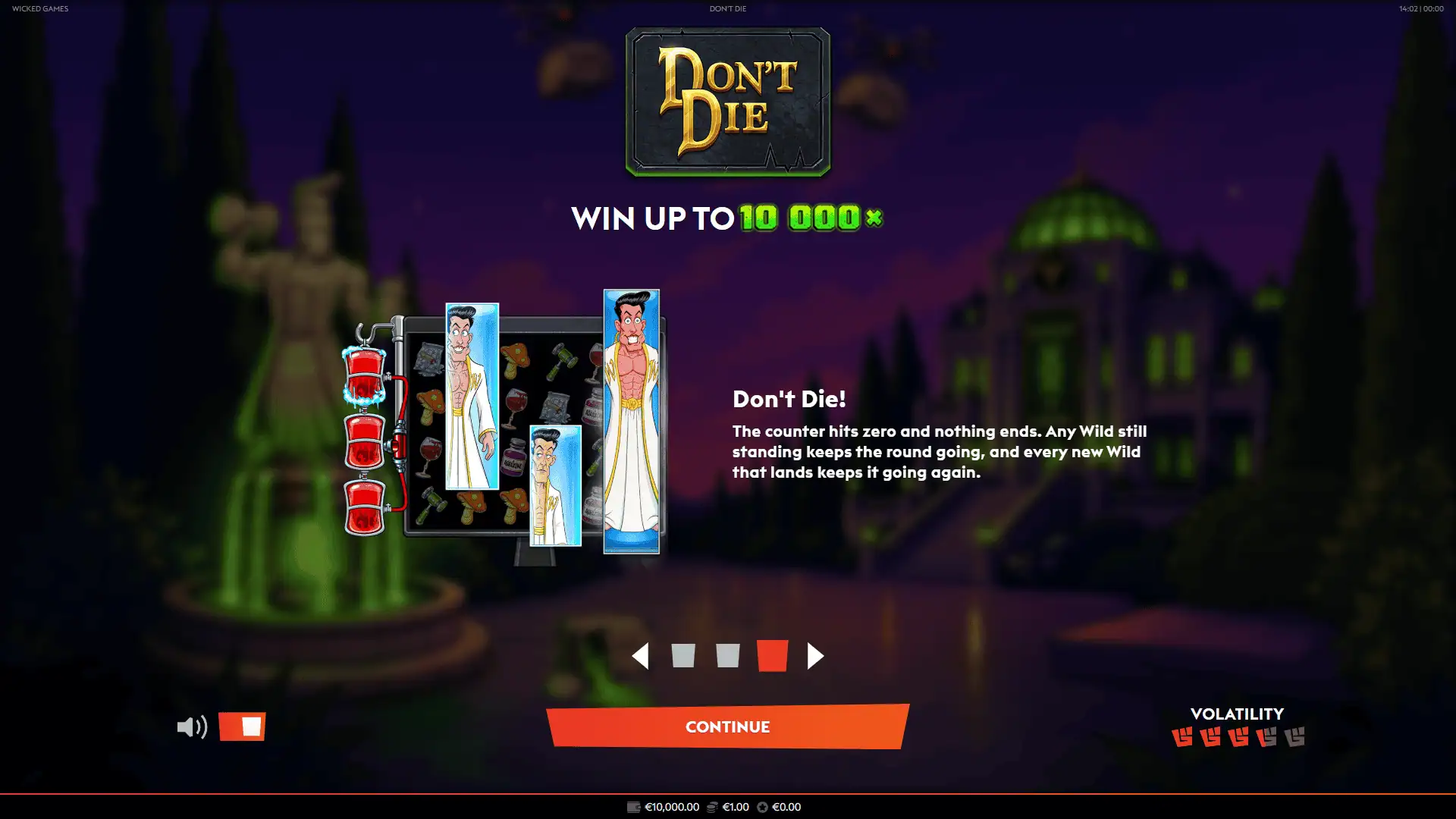 Don&rsquo;t Die slot intro screen