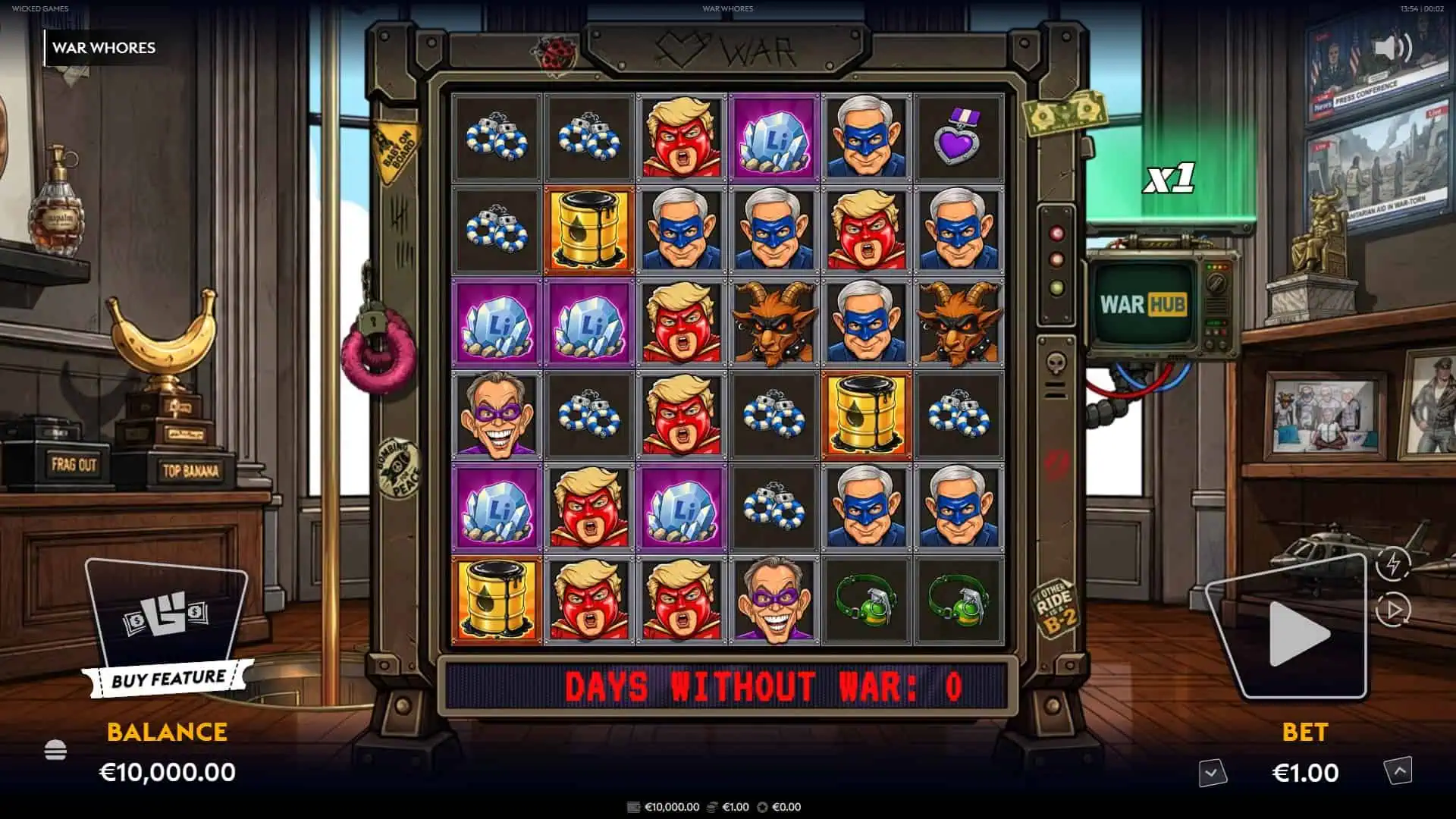 War Whores slot gameplay reels