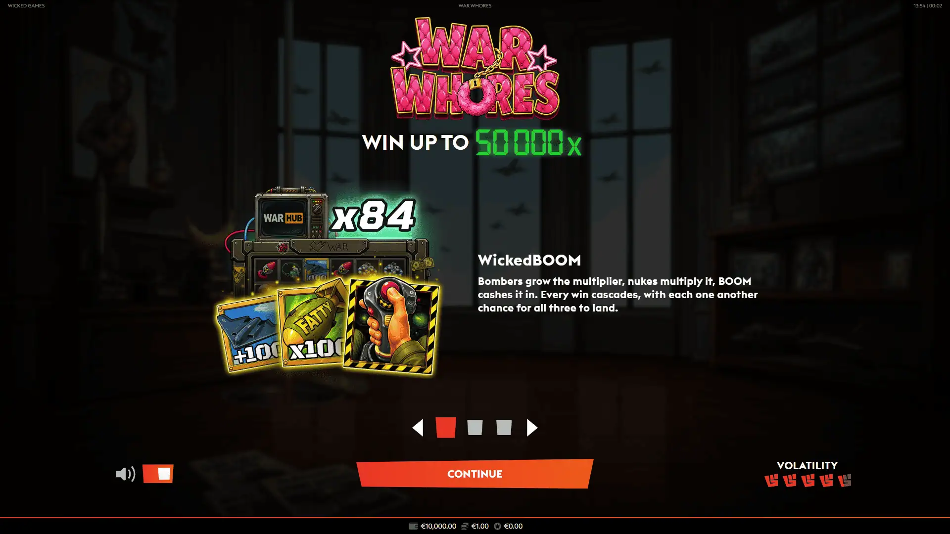 War Whores slot intro screen
