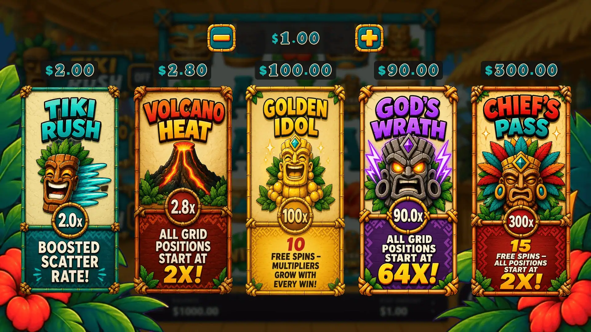 Tiki Freaky bonus buy menu