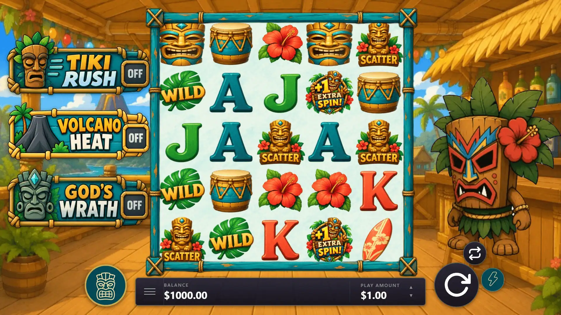 Tiki Freaky slot gameplay reels