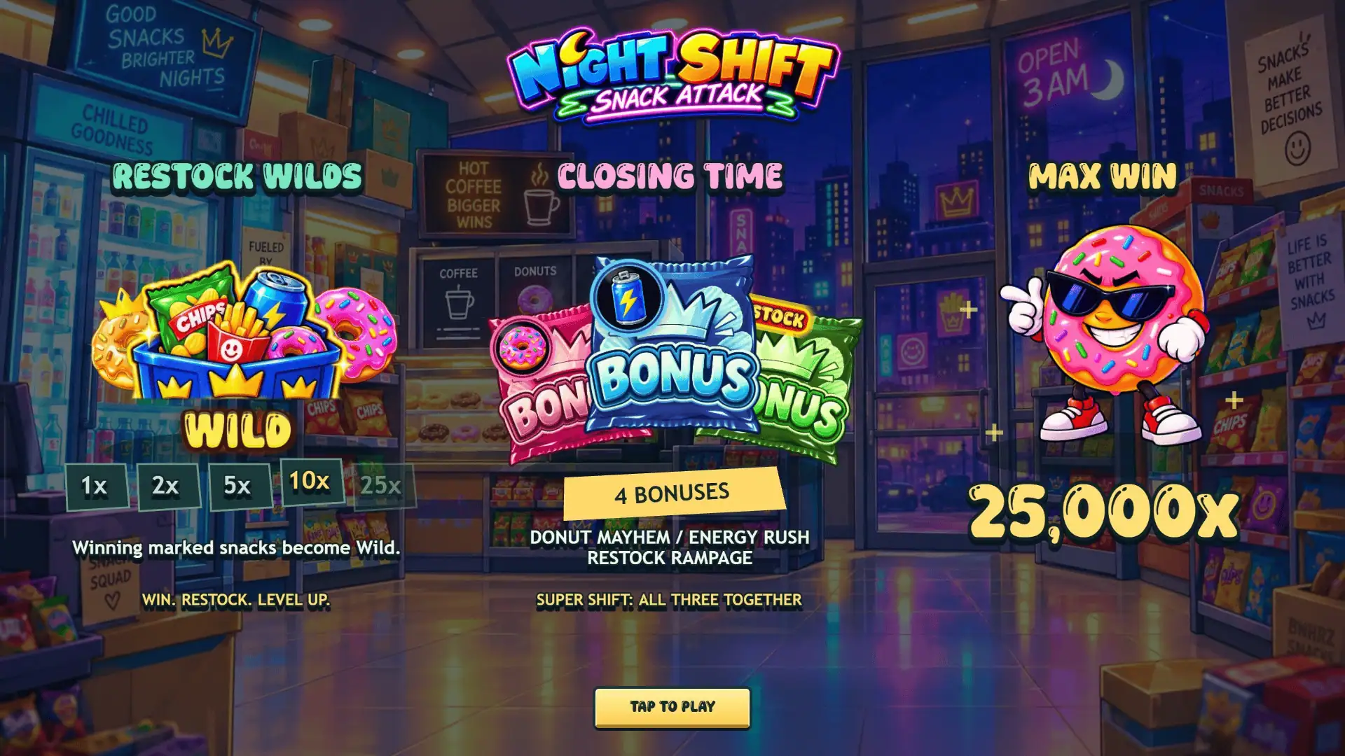 Night Shift slot intro screen