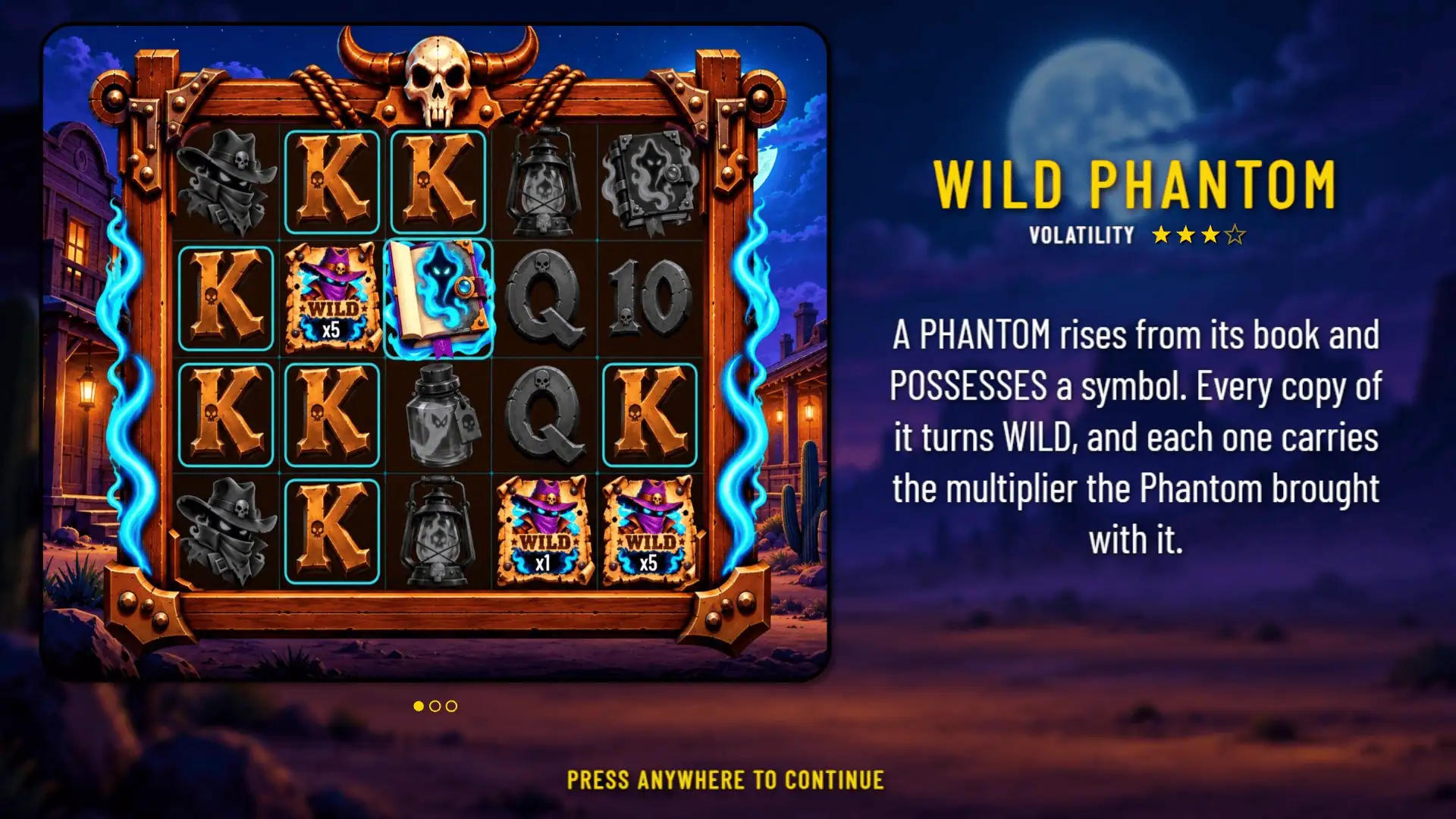 Wild Phantom slot intro screen