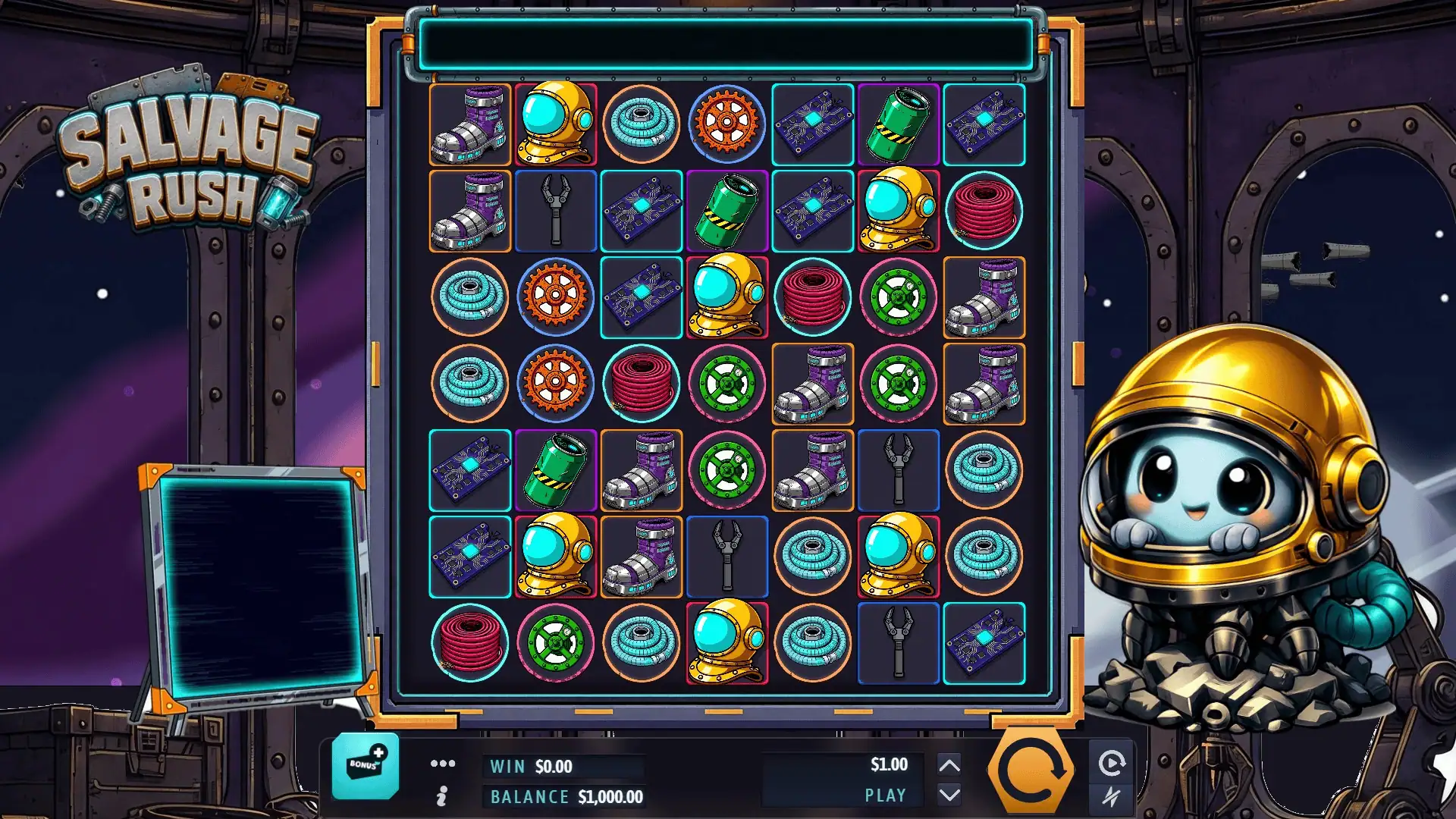 Salvage Rush slot gameplay reels