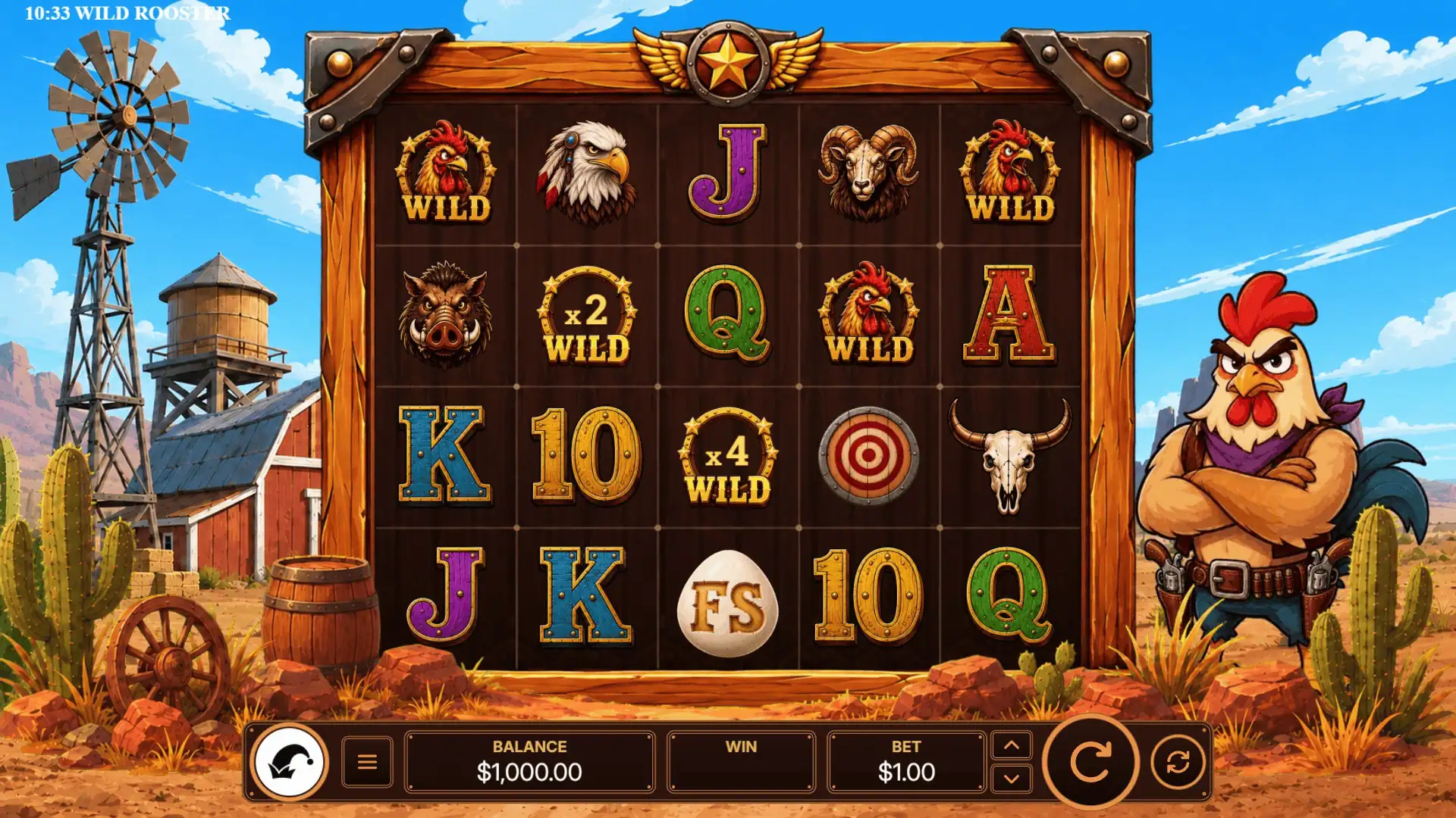 Wild Rooster slot gameplay reels