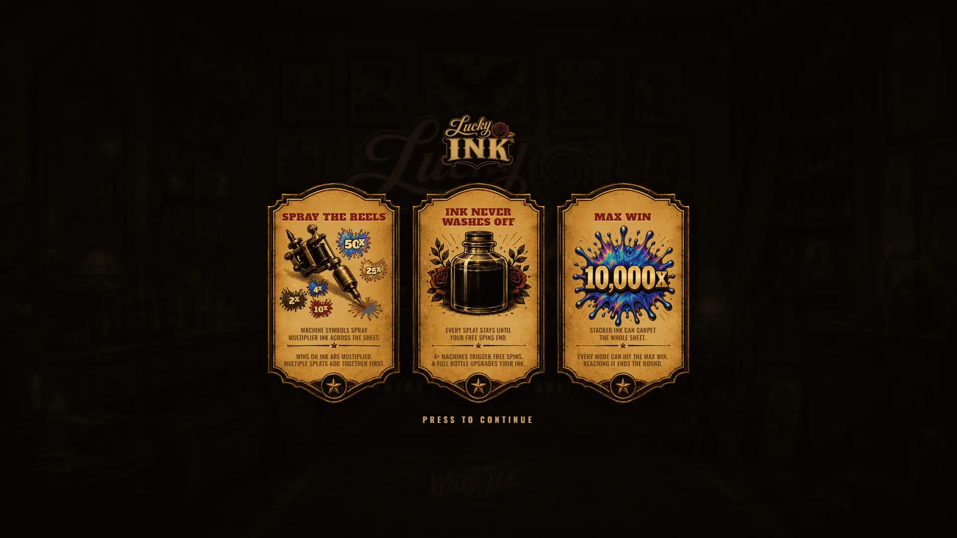 Lucky Ink slot intro screen