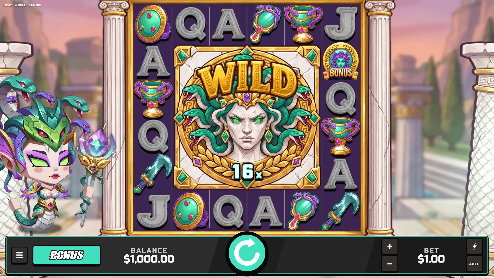 Wild Medusa slot gameplay reels