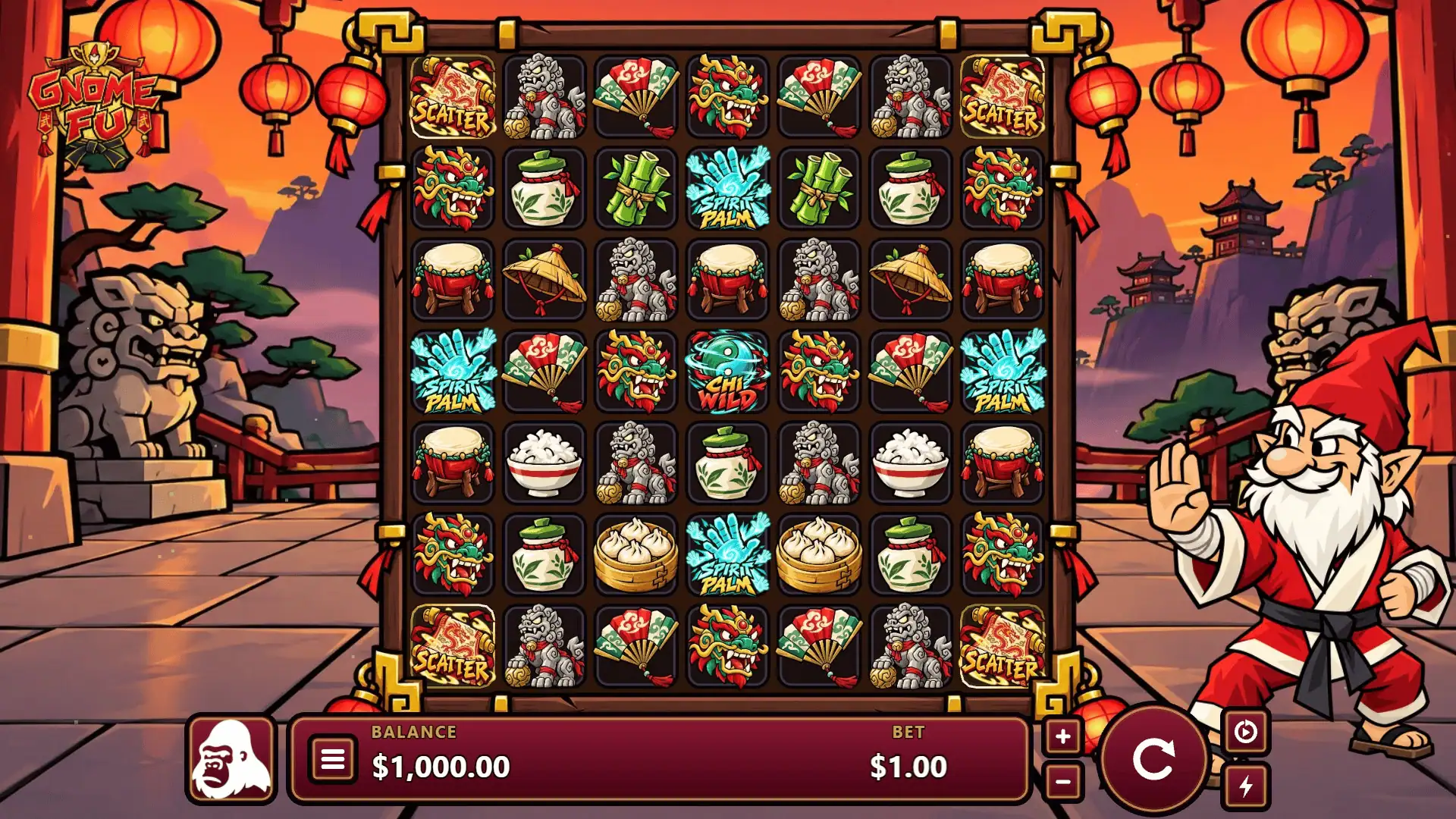 Gnome Fu slot gameplay reels