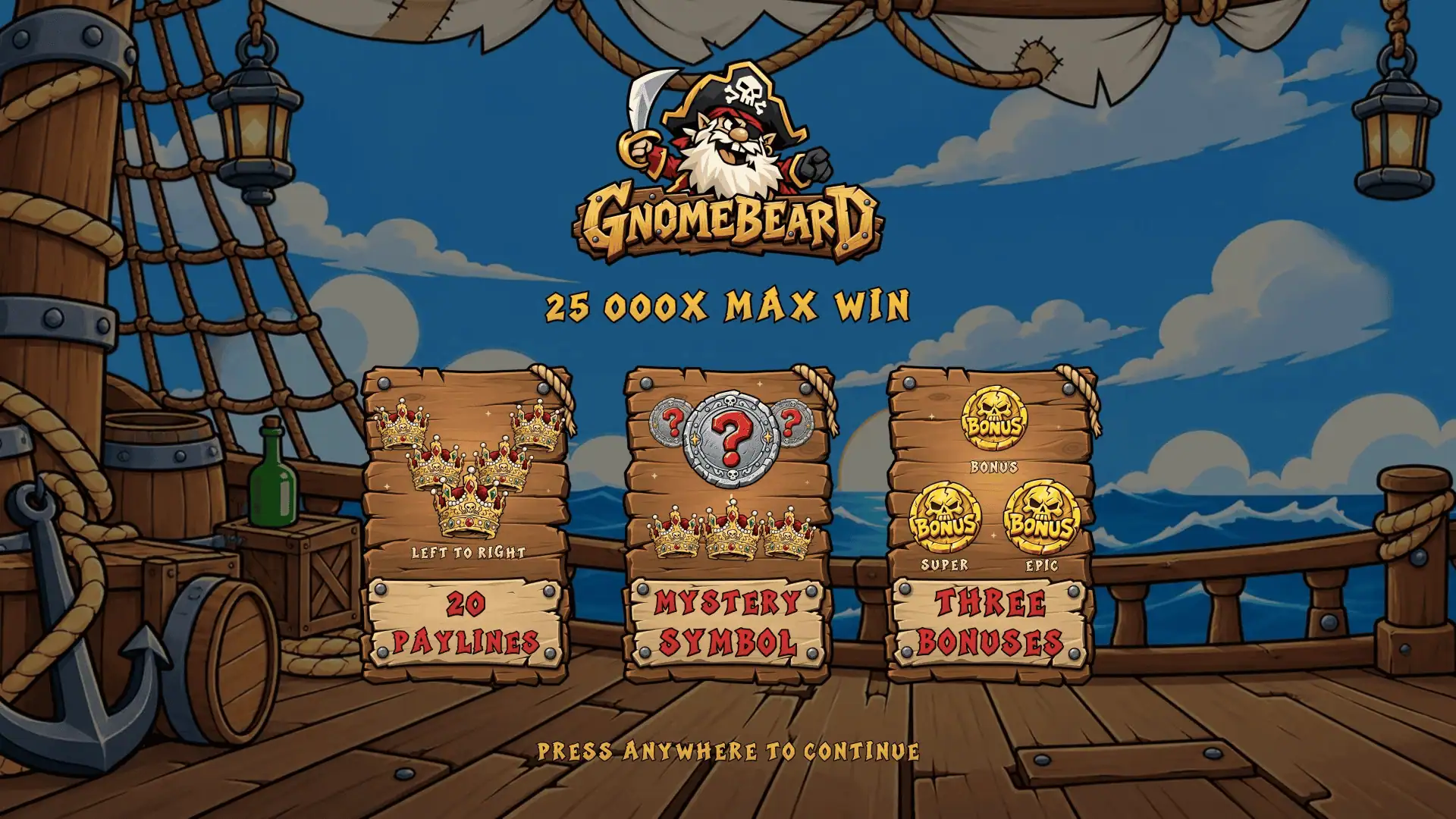 Gnomebeard slot intro screen