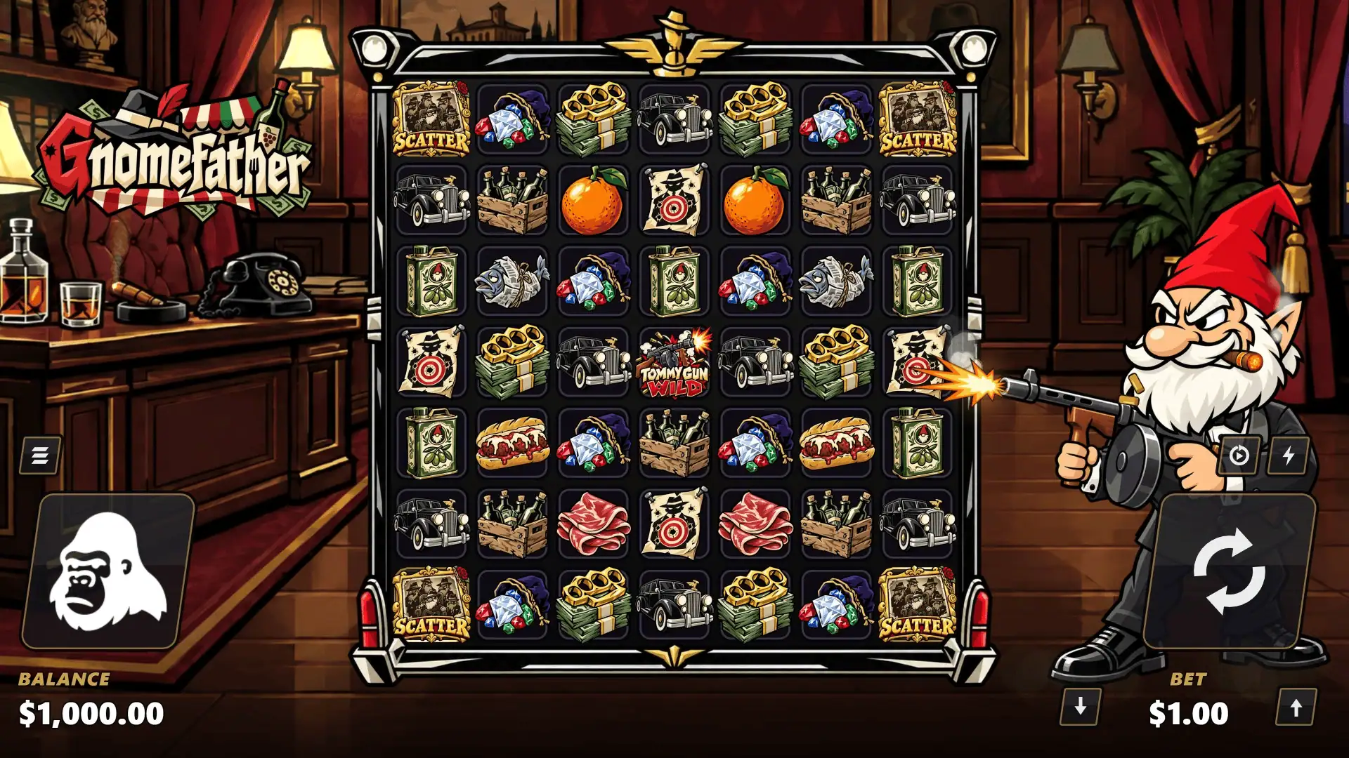 Gnomefather slot gameplay reels