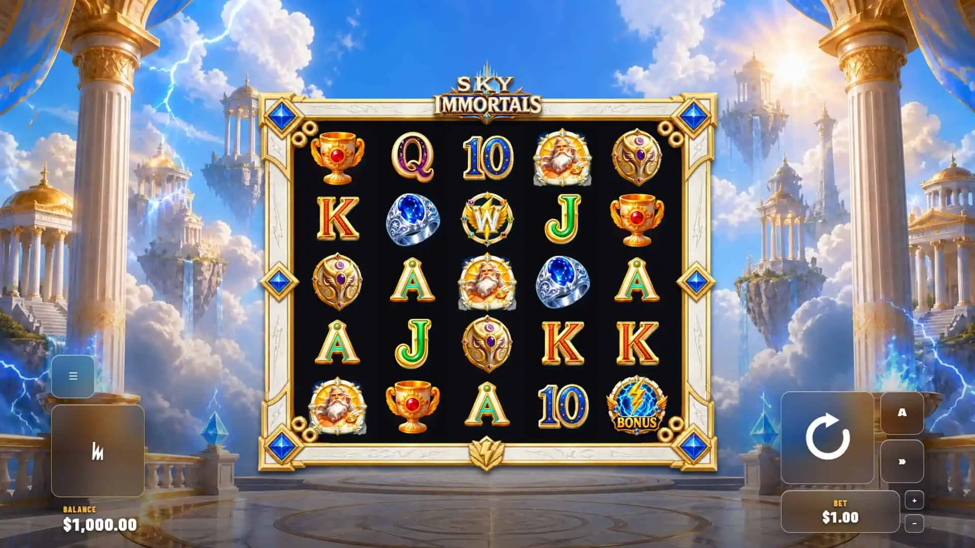 Sky Immortals slot gameplay reels