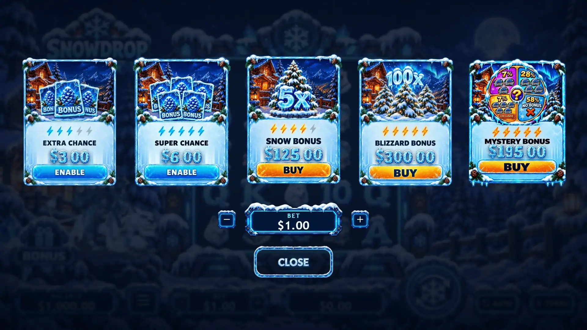 Snowdrop bonus buy menu