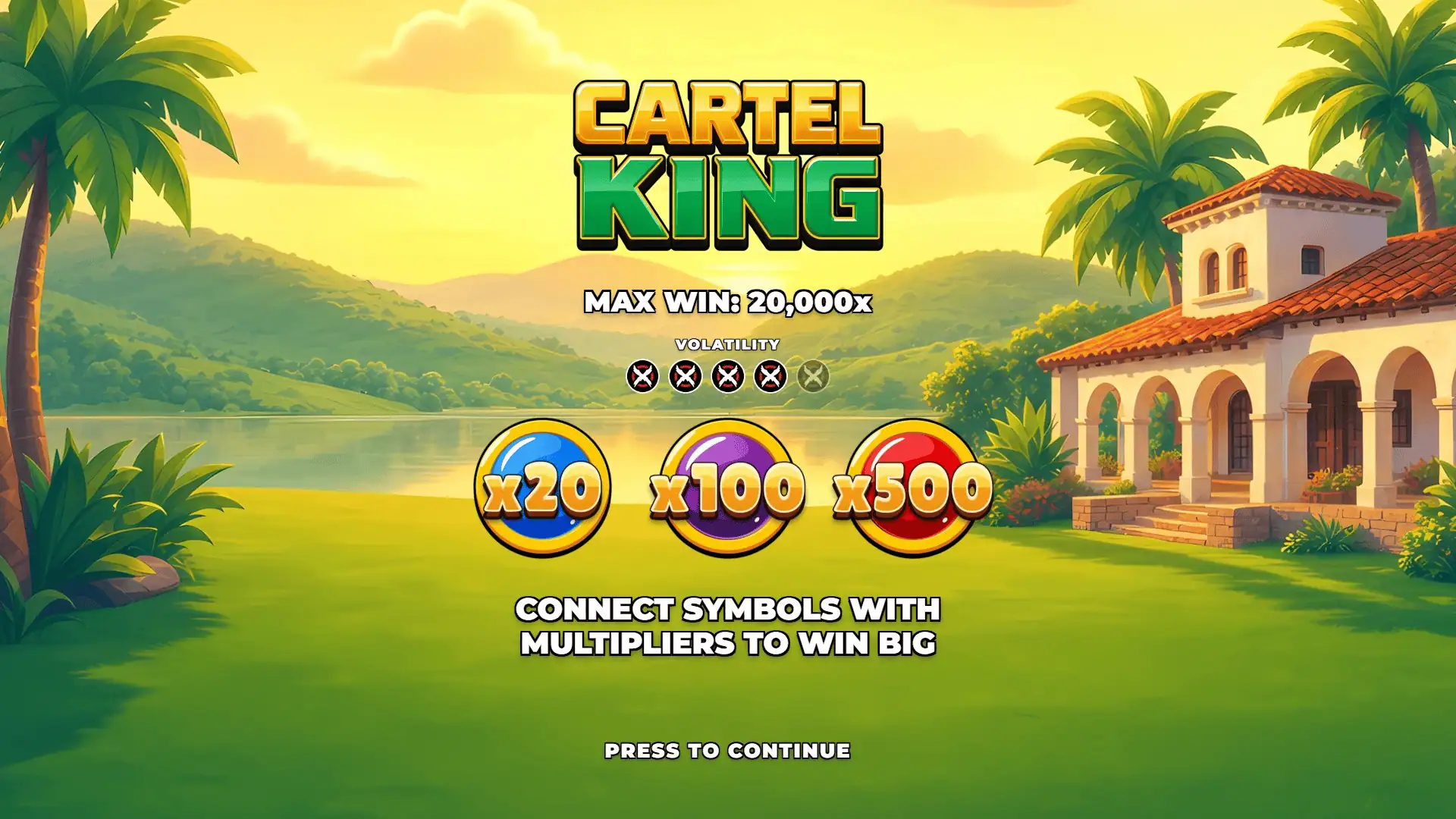 Cartel King slot intro screen