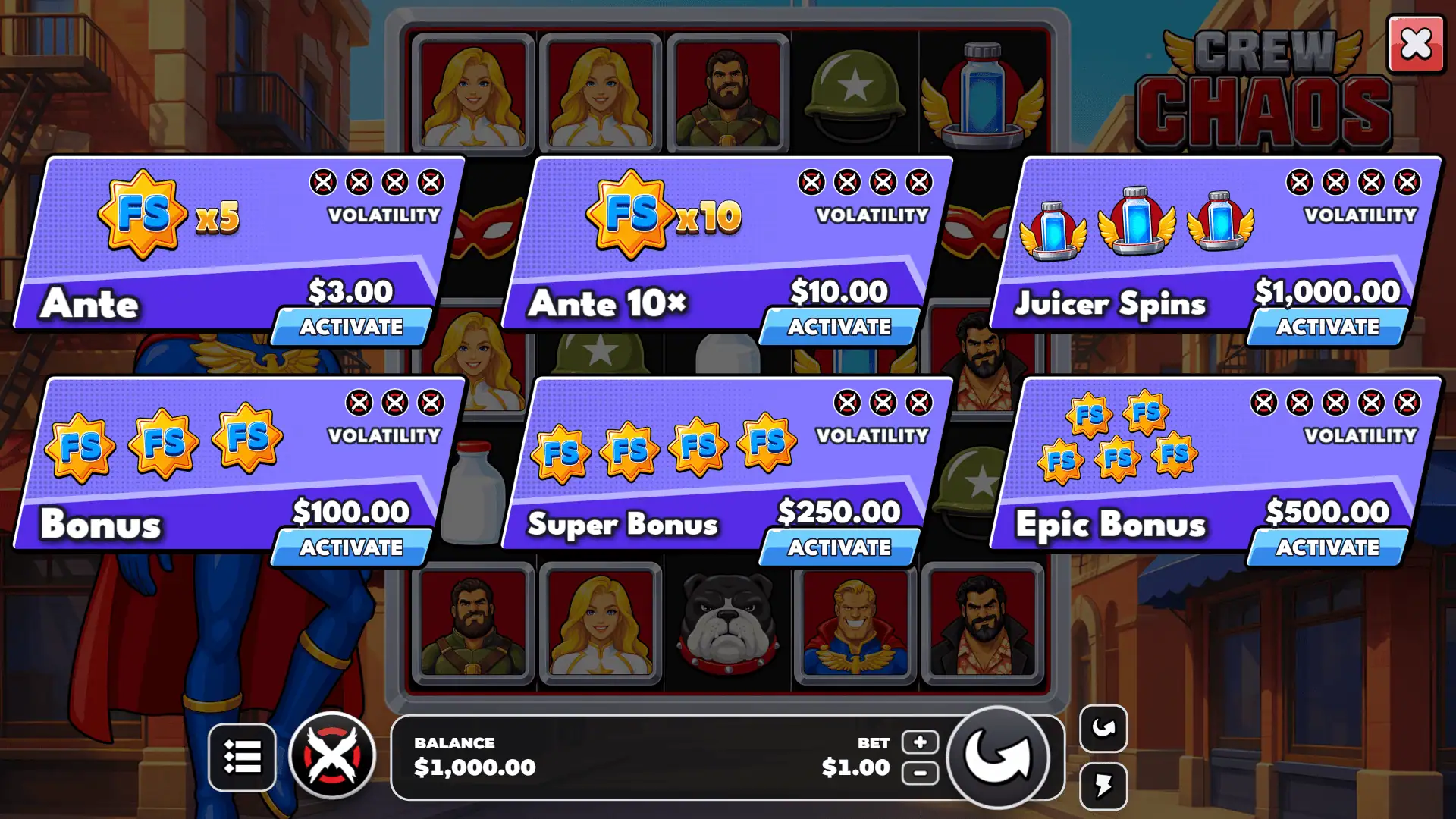 Crew Chaos bonus buy menu