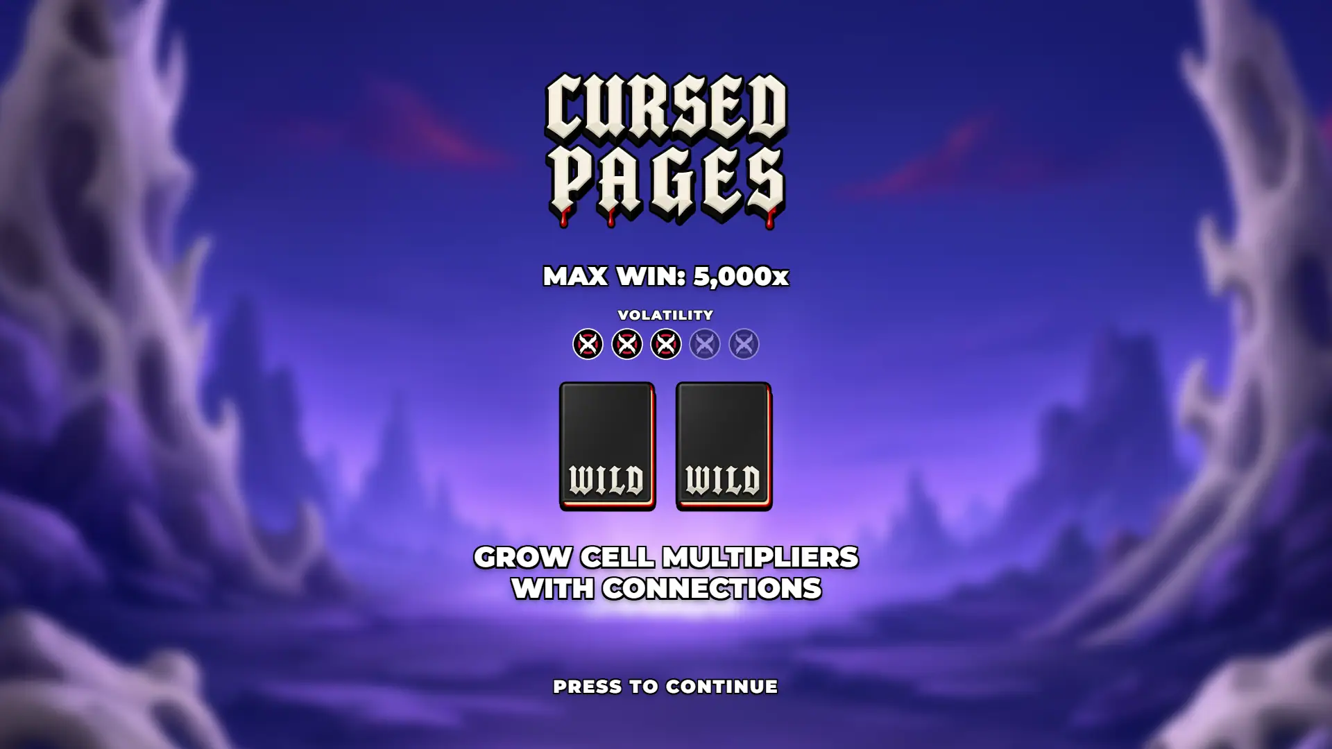 Cursed Pages slot intro screen