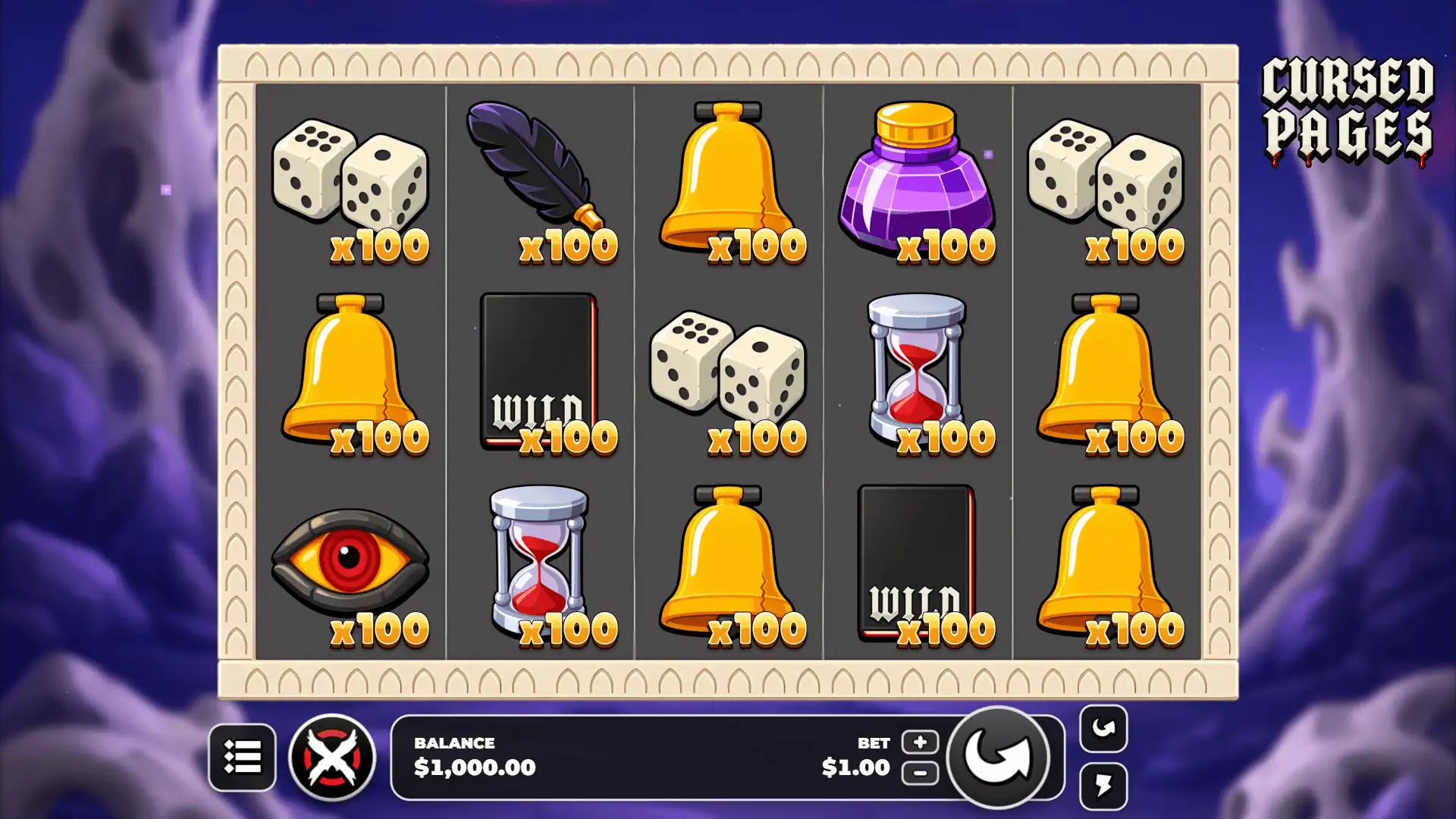 Cursed Pages slot gameplay reels