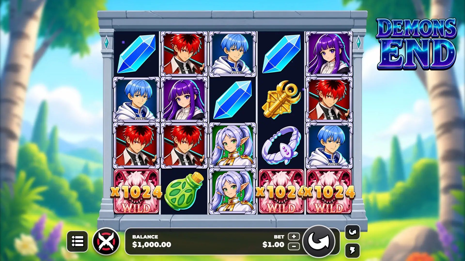 Demons End slot gameplay reels