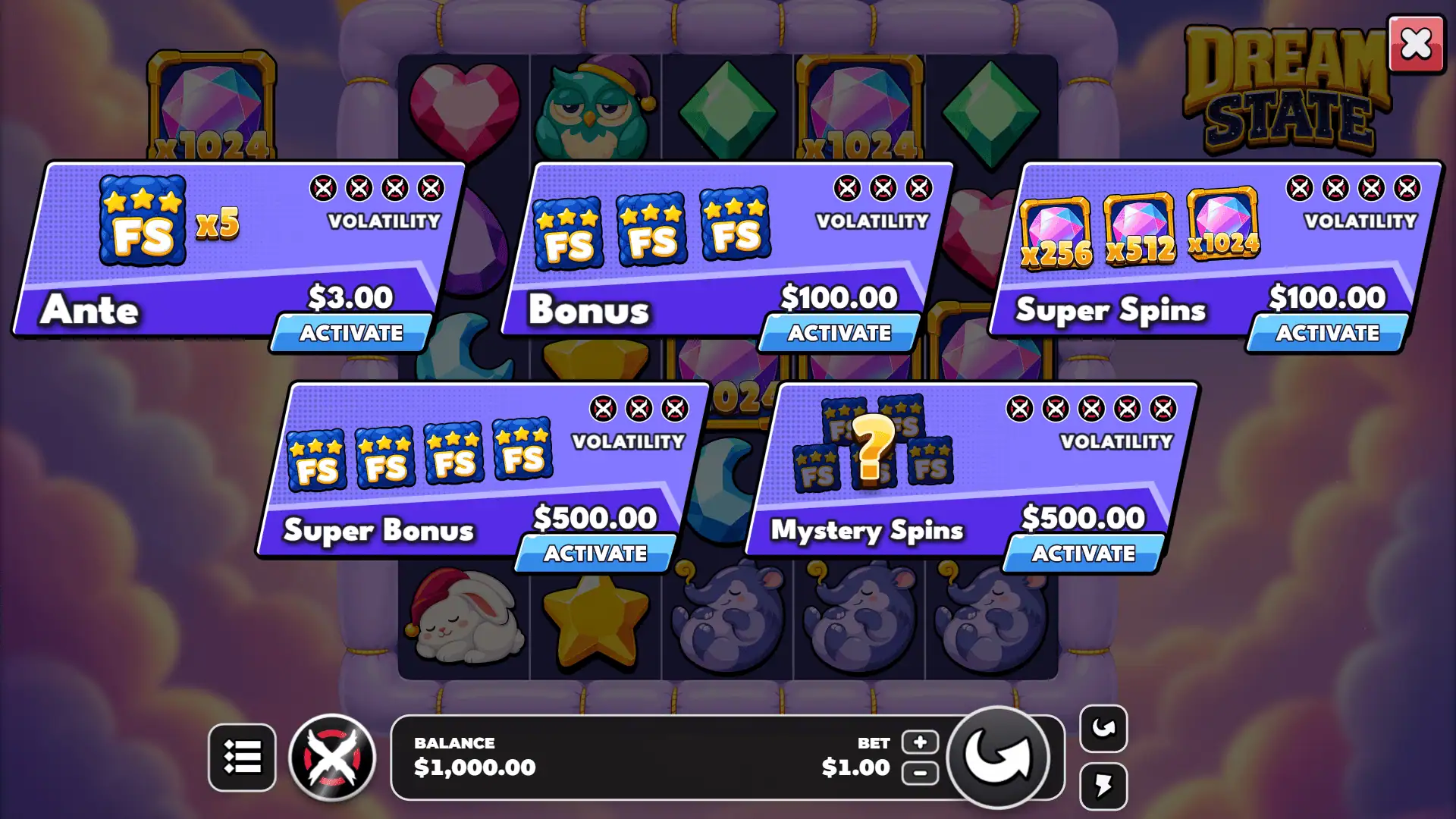Dream State bonus buy menu