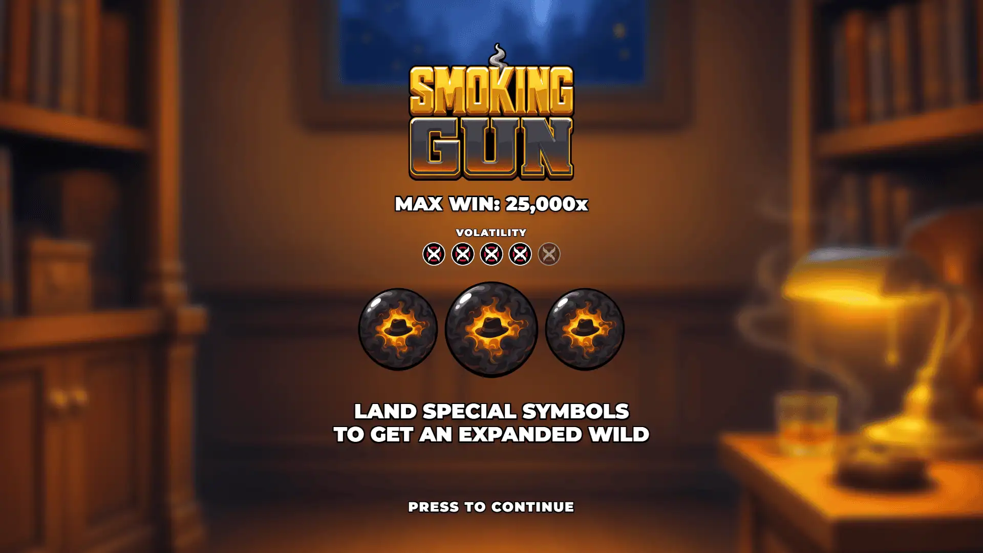 Smoking Gun slot intro screen
