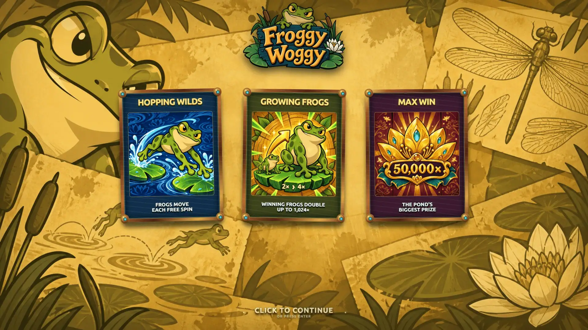Froggy Woggy slot intro screen