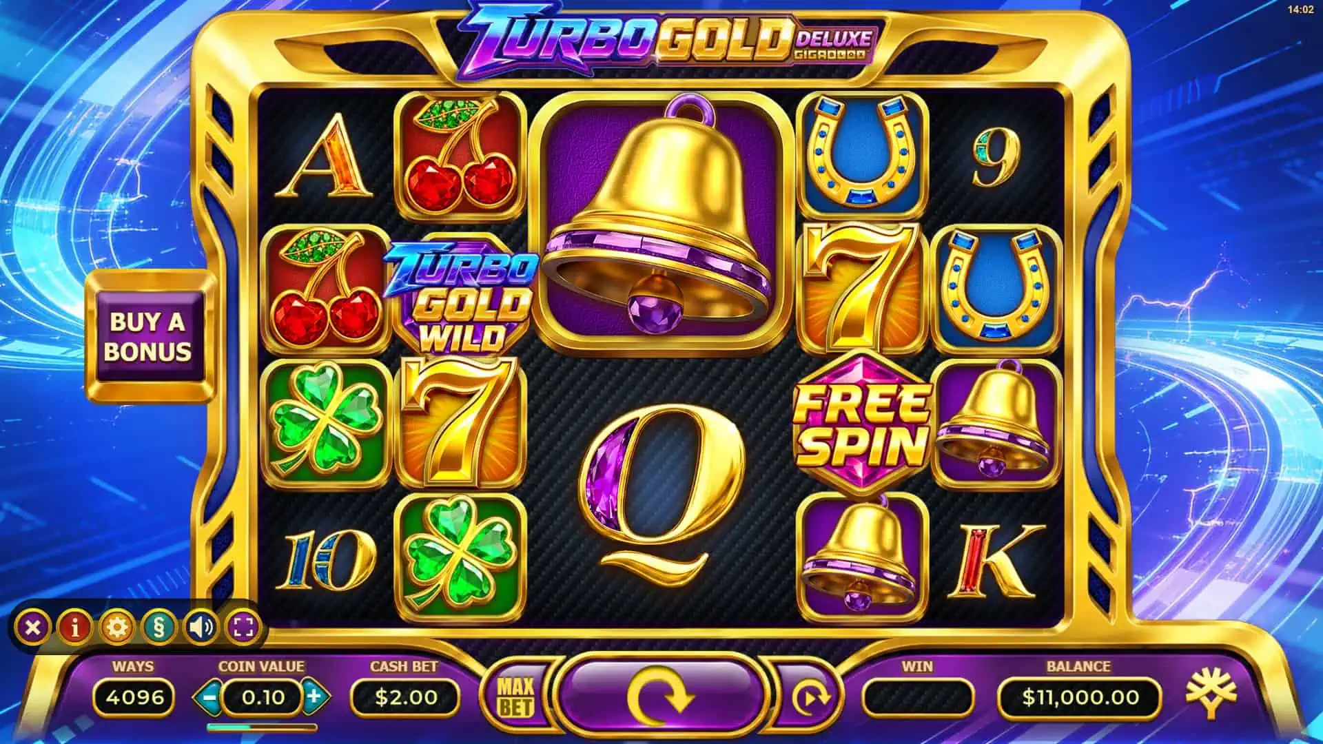 Turbo Gold Deluxe Gigablox slot gameplay reels