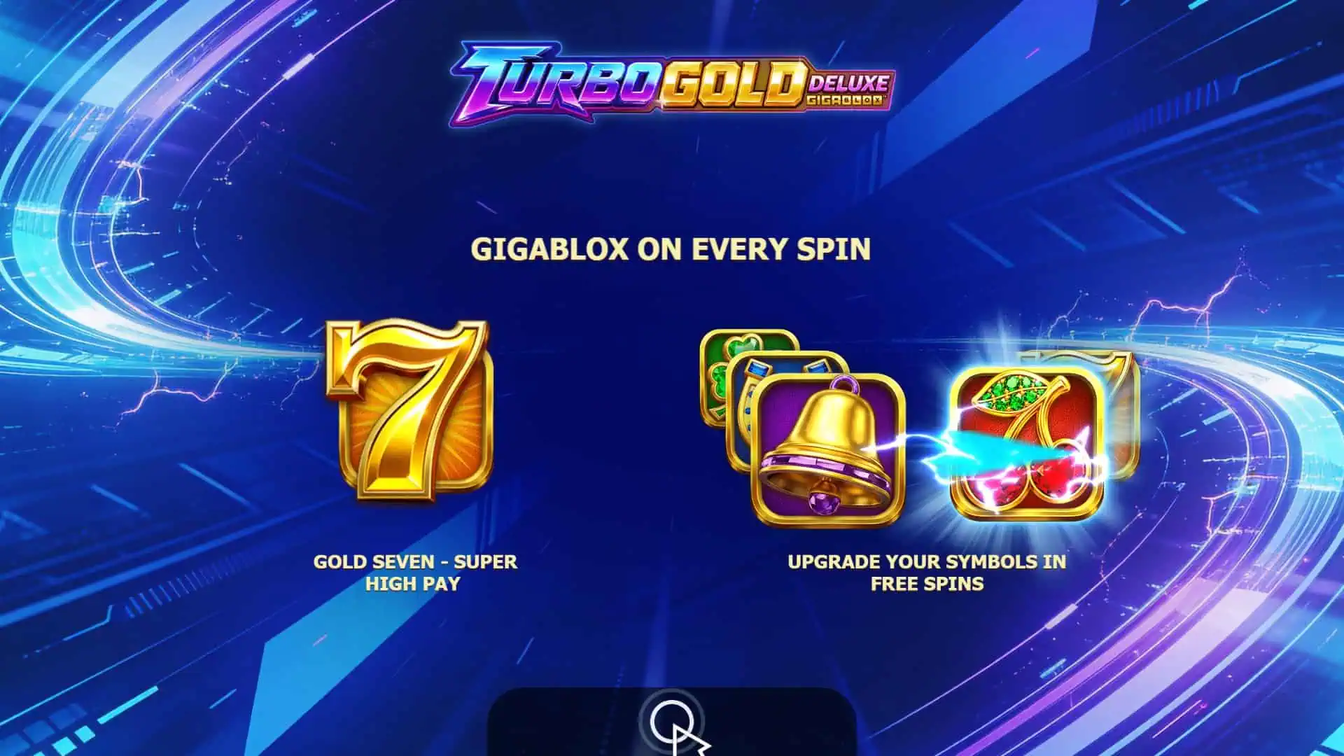 Turbo Gold Deluxe Gigablox slot intro screen