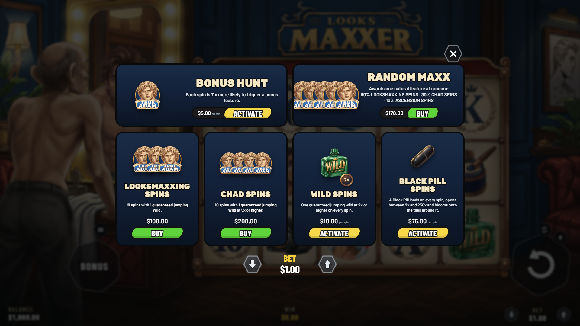 LooksMaxxer bonus buy menu