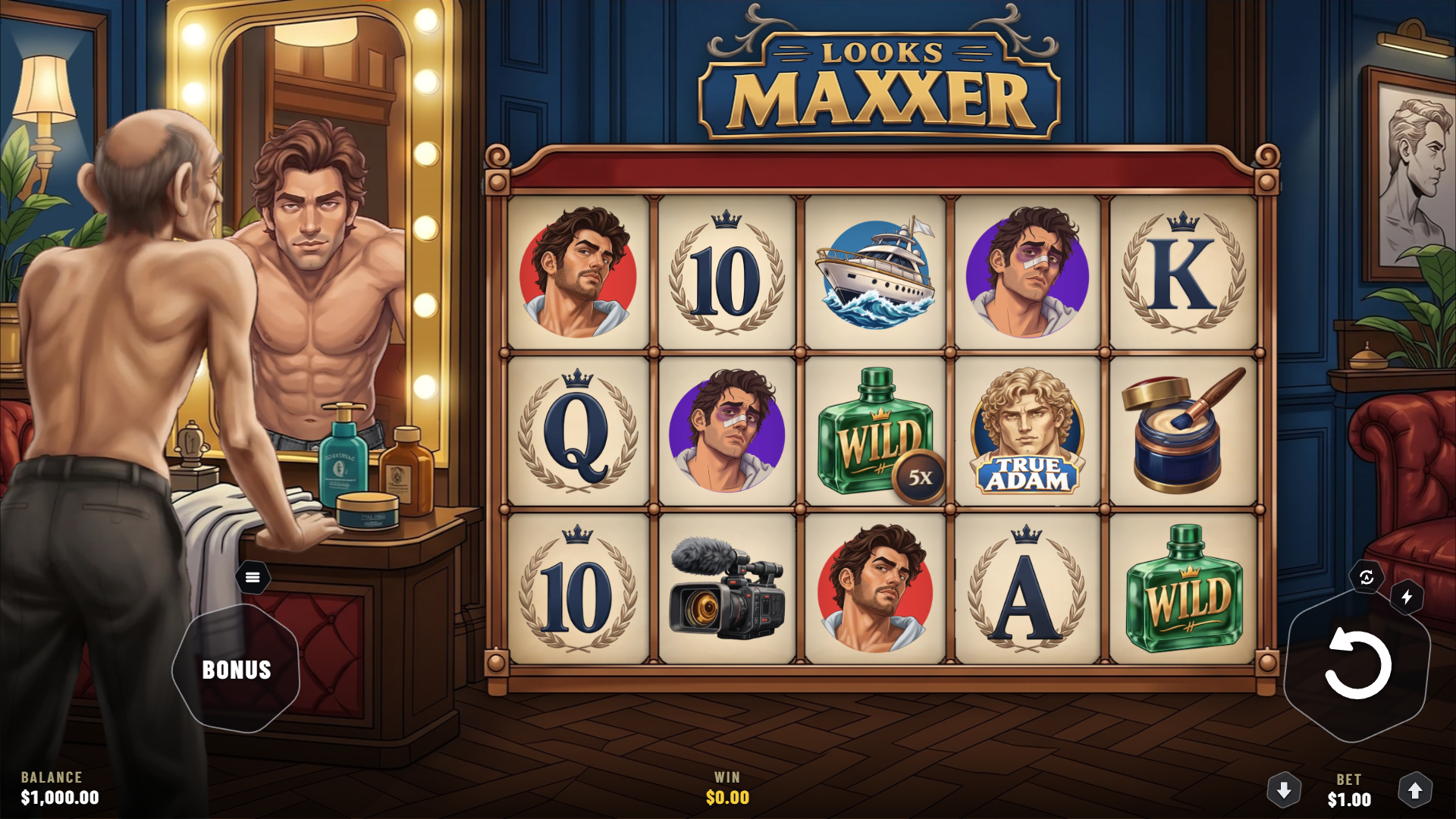 LooksMaxxer slot gameplay reels