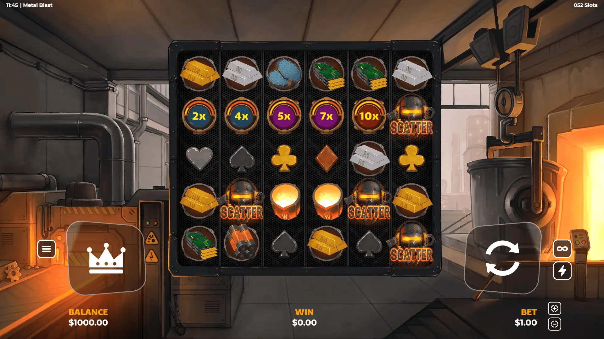 Metal Blast slot gameplay reels