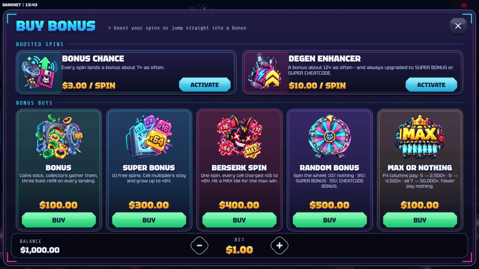 Darknet bonus buy menu
