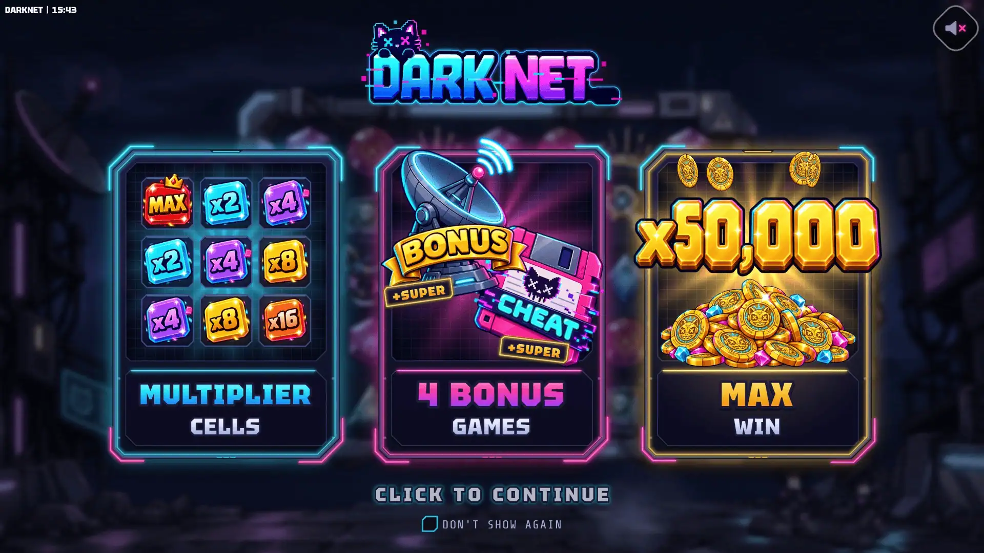 Darknet slot intro screen