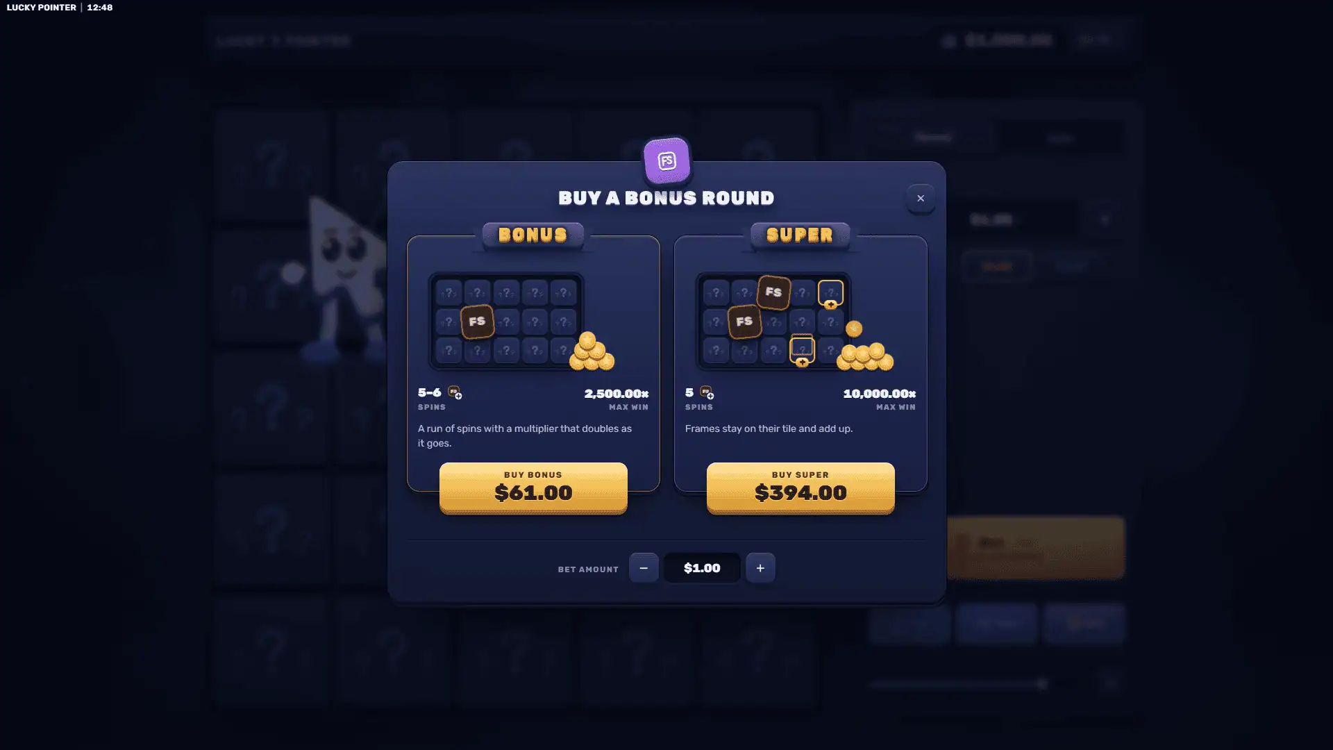 Lucky Pointer bonus buy menu