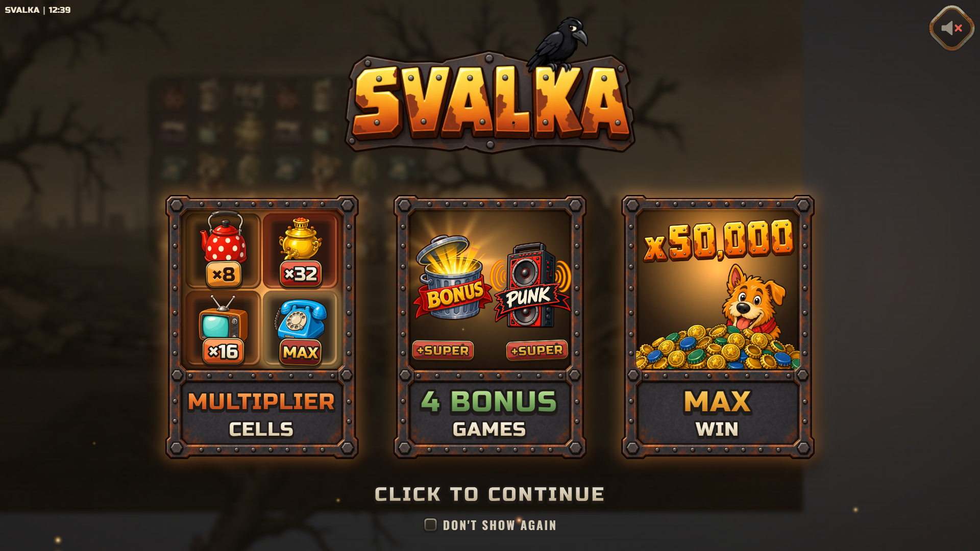 Svalka slot intro screen