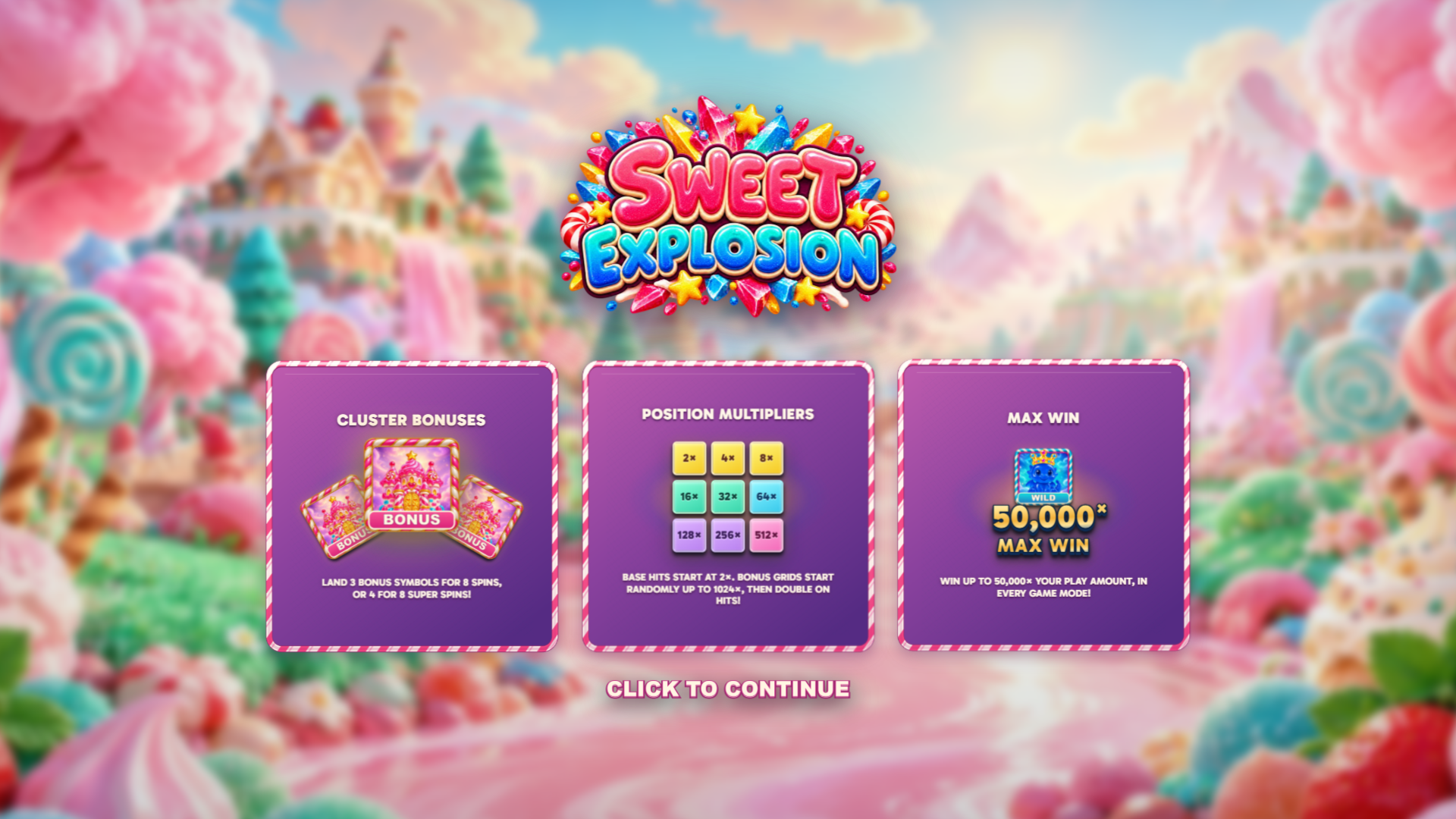 Sweet Explosion slot intro screen
