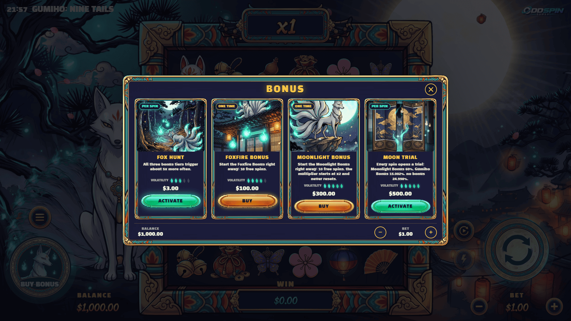 Gumiho: Nine Tails bonus buy menu