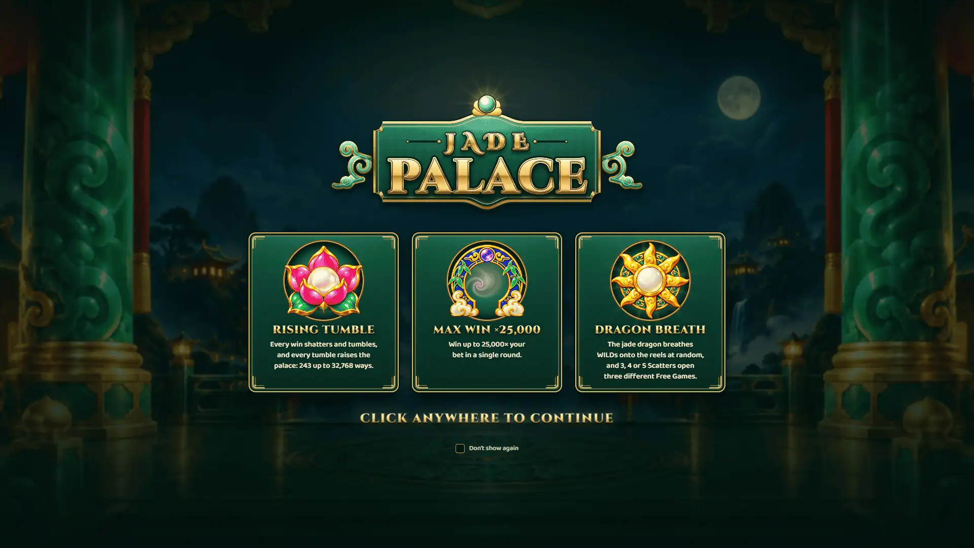 Jade Palace slot intro screen