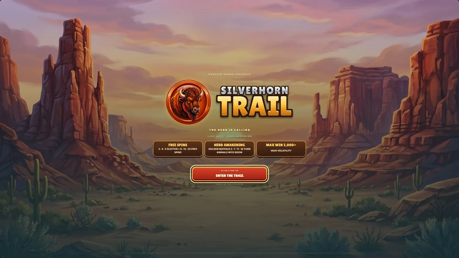 Silverhorn Trail slot intro screen