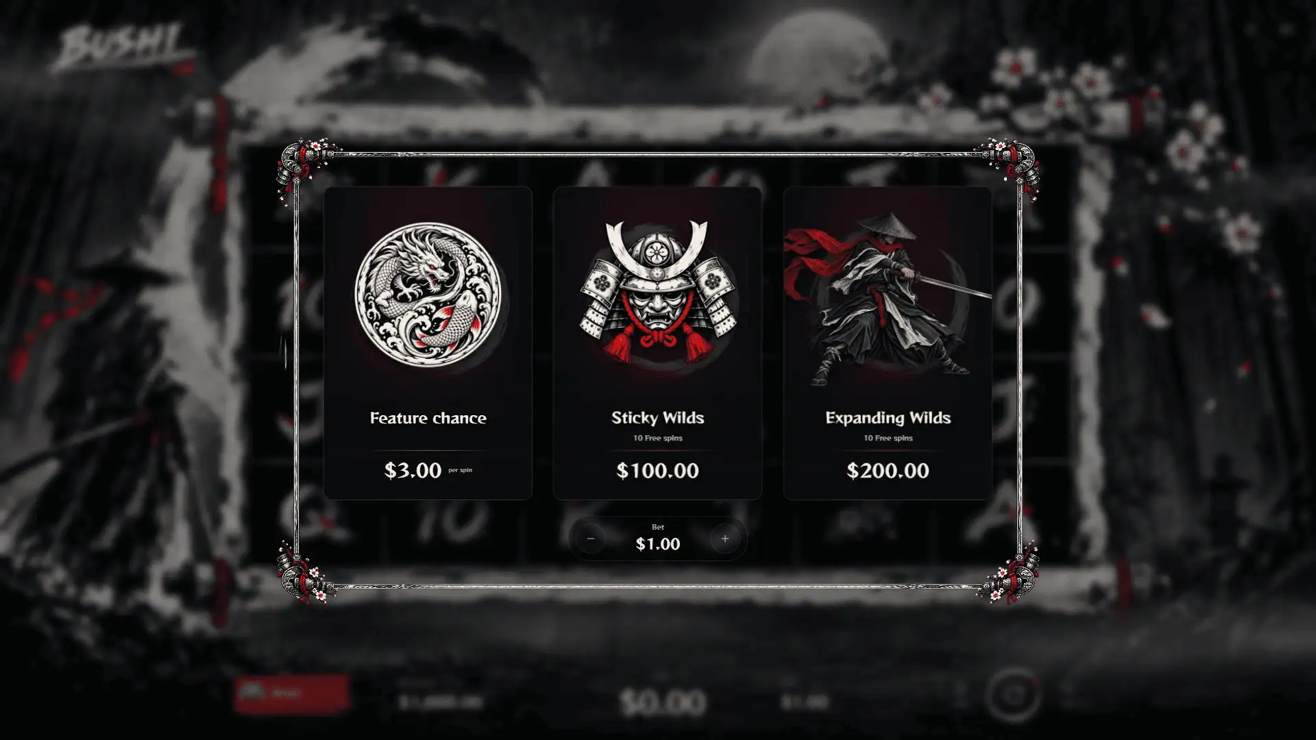 Bushi Feature Buy bonus buy menu