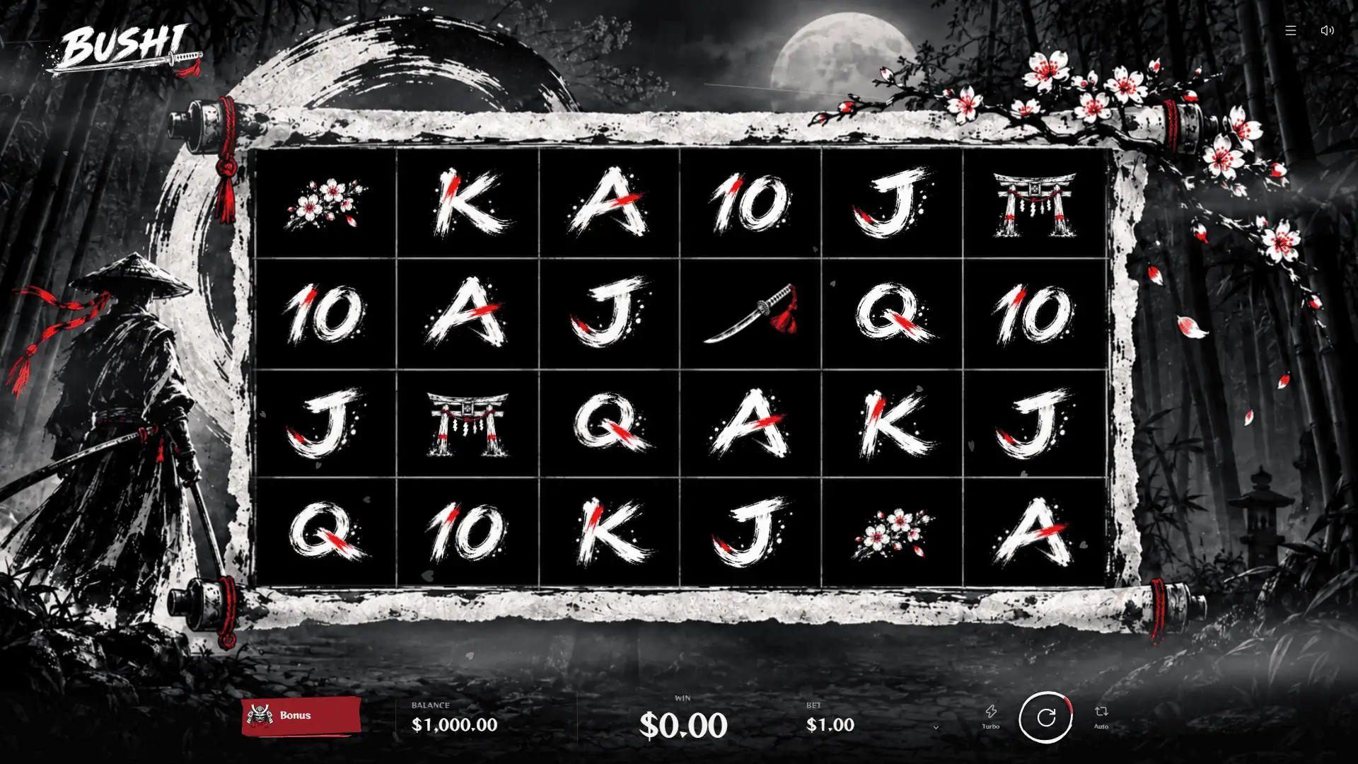 Bushi Feature Buy slot gameplay reels