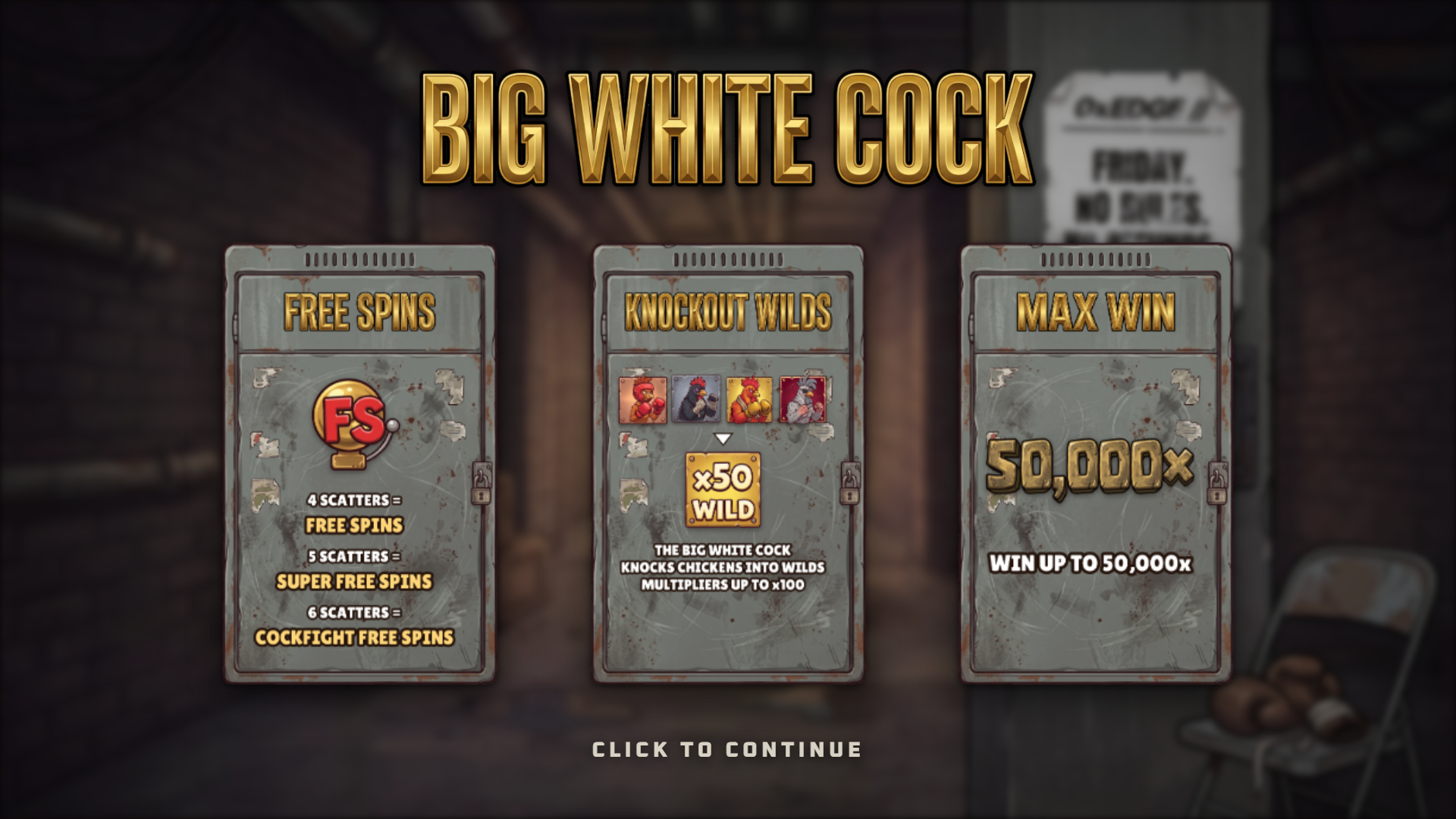 Big White Cock slot intro screen