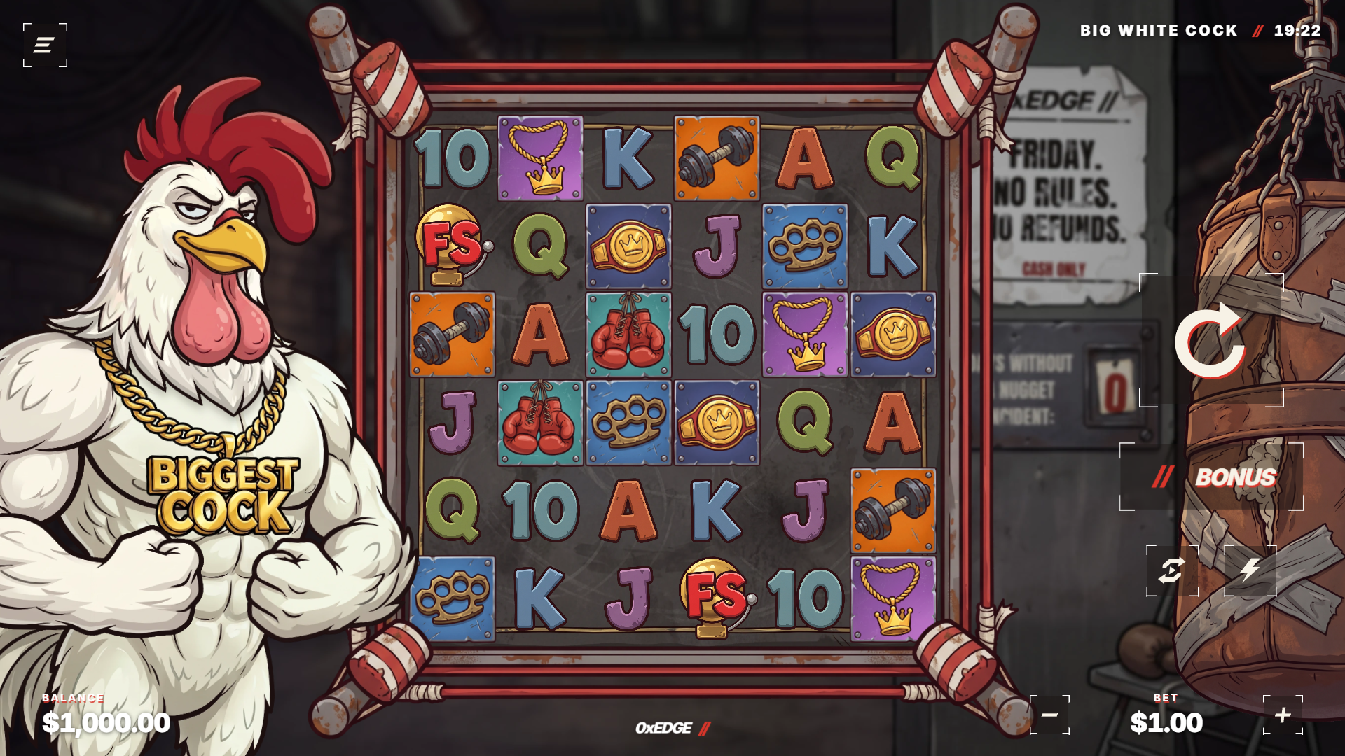 Big White Cock slot gameplay reels