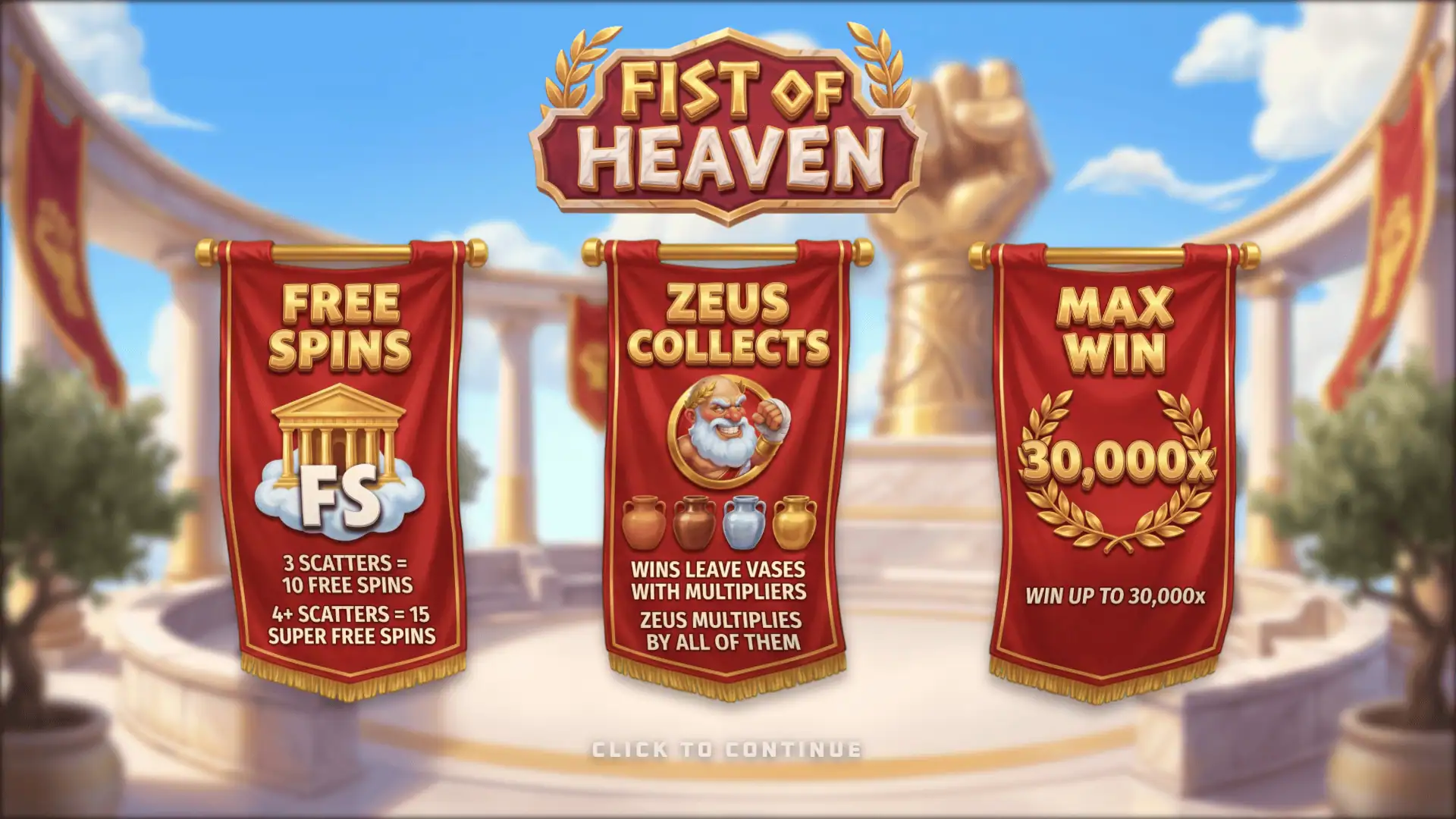 Fist of Heaven slot intro screen