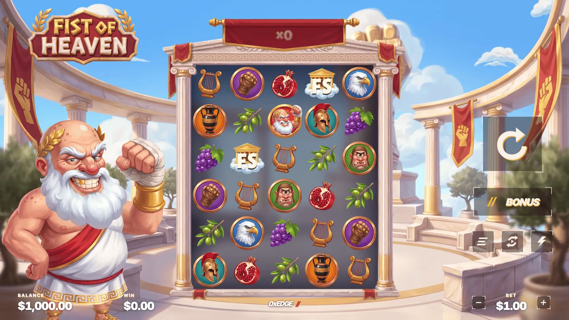 Fist of Heaven slot gameplay reels
